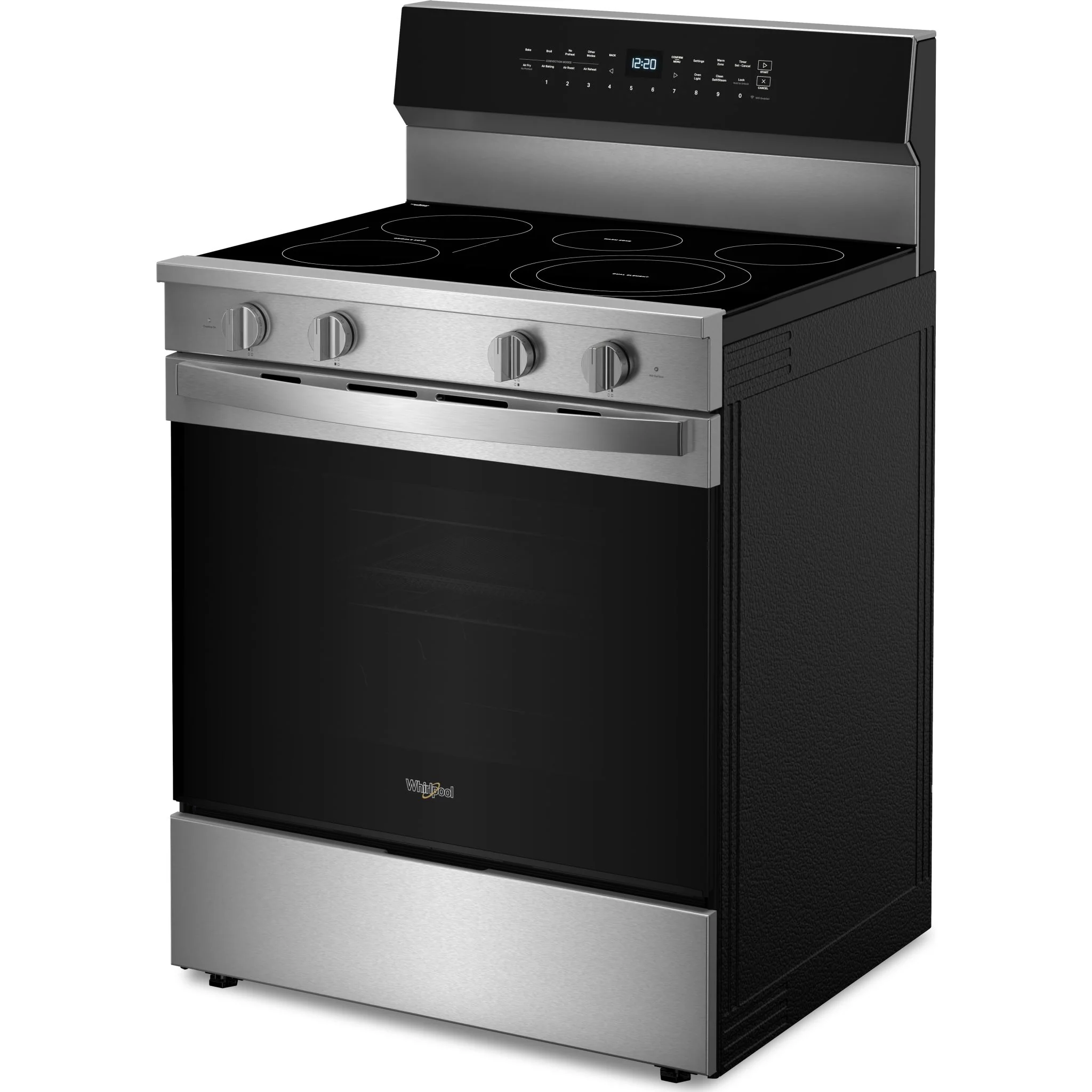 Whirlpool 30-inch Smart Electric Range with Air Cooking Technology, WipeCleanCoating, Steam/Self Cleaning, Rapid Preheat 5.3 CuFt Capacity -Fingerprint Resistant Stainless Steel (YWFES7530RZ) - Image 3