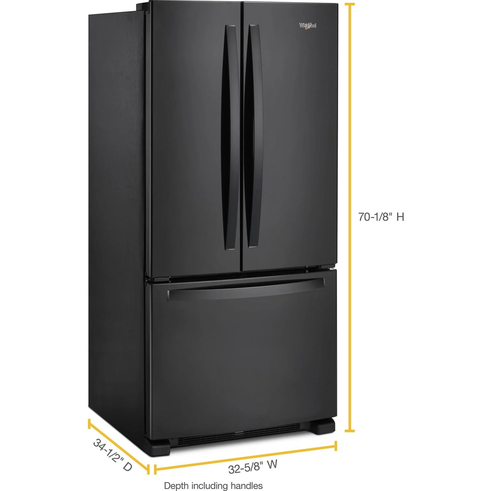 Whirlpool 33-inch Wide French Door Refrigerator - 22 cu. ft. -Black (WRFF5333PB) - Image 2
