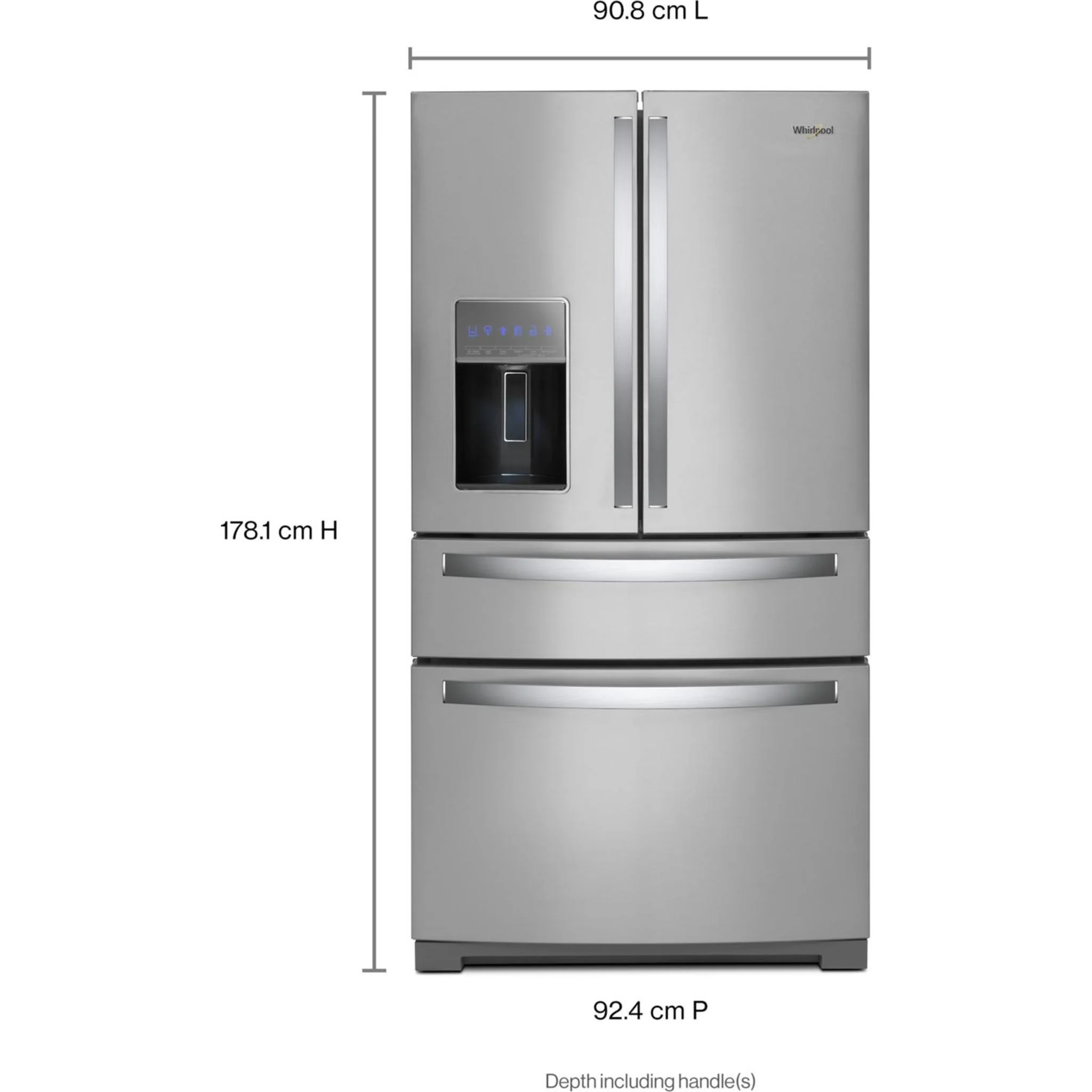 Whirlpool 36-inch Wide 4 Door Refrigerator with Prep and Store Bins - 26 Cu. Ft. -Fingerprint Resistant Stainless Steel (WRMF7736PZ) - Image 6