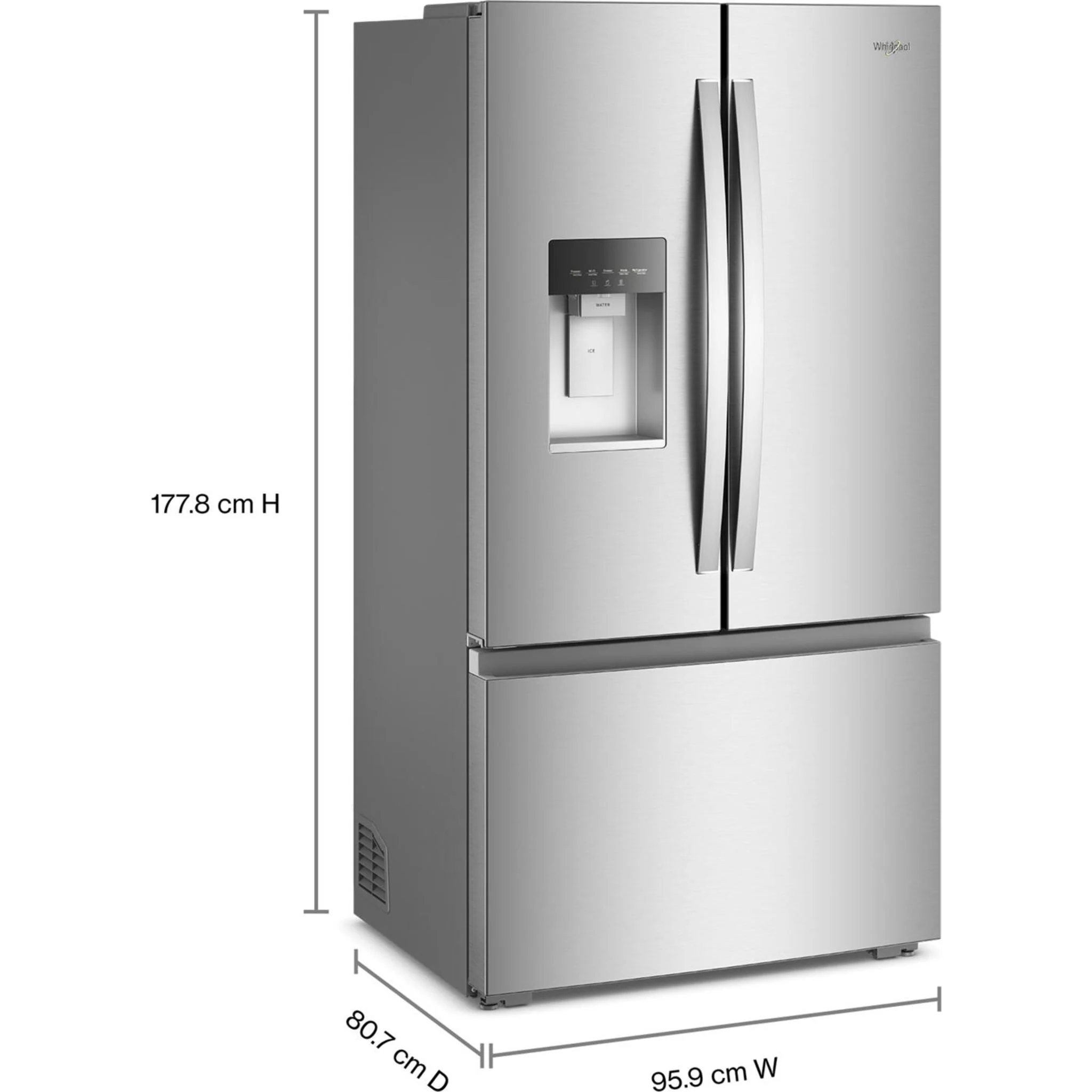 Whirlpool 36-inch Wide True Counter Depth 3-Door French Door Refrigerator - 23.4 cu. ft. - Fingerprint-Resistant Stainless Finish (WRFC5036RZ) - Image 2
