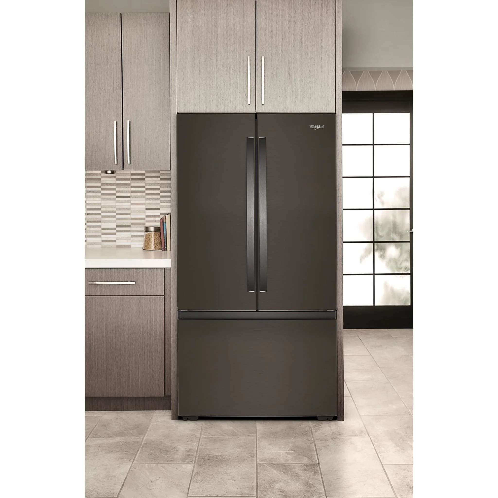 Whirlpool 36-inch Wide True Counter Depth 3-Door French Door Refrigerator - 24 cu. ft. - Black Stainless Finish (WRFC3036RV) - Image 2