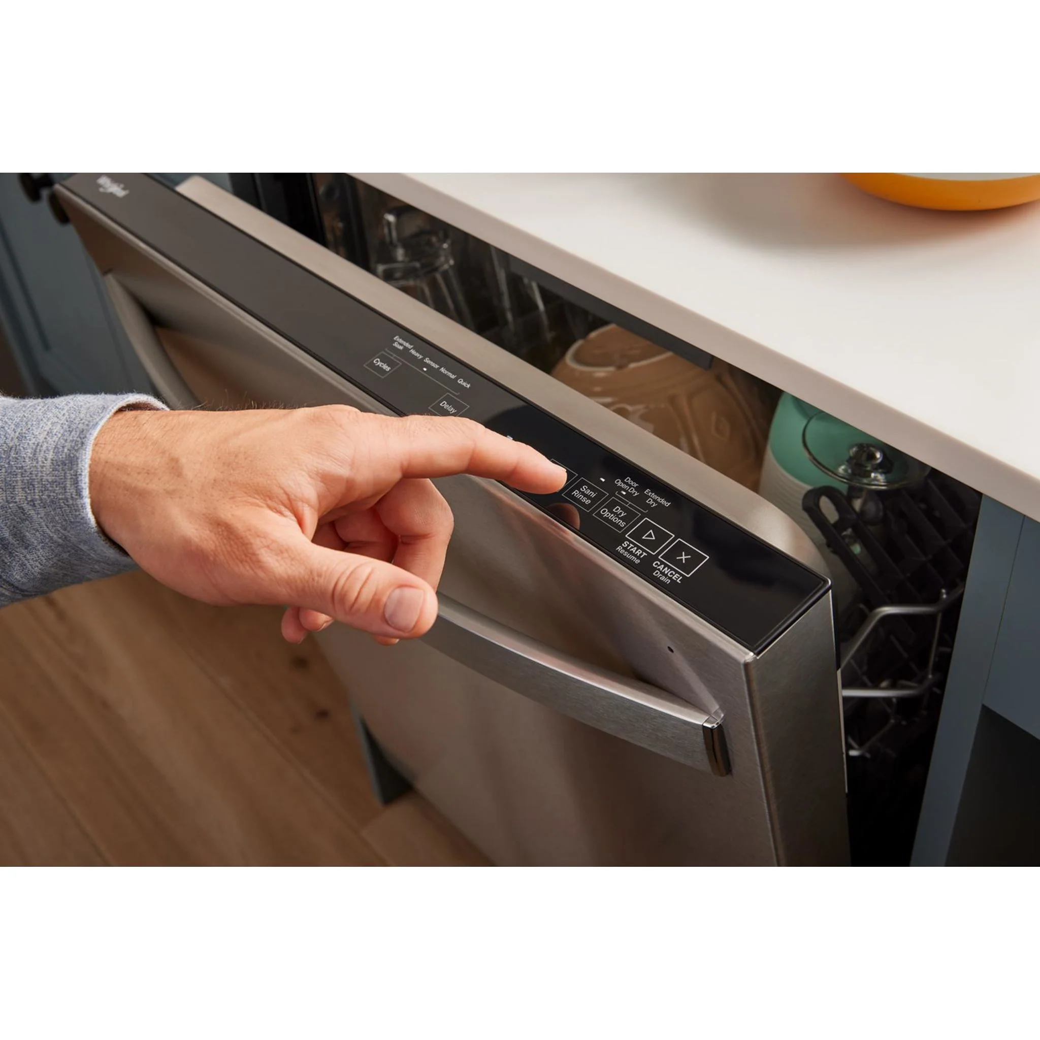 Whirlpool 44 dBA Dishwasher Flush with Cabinets with 3rd Rack -Black (WDT550SAPB) - Image 24
