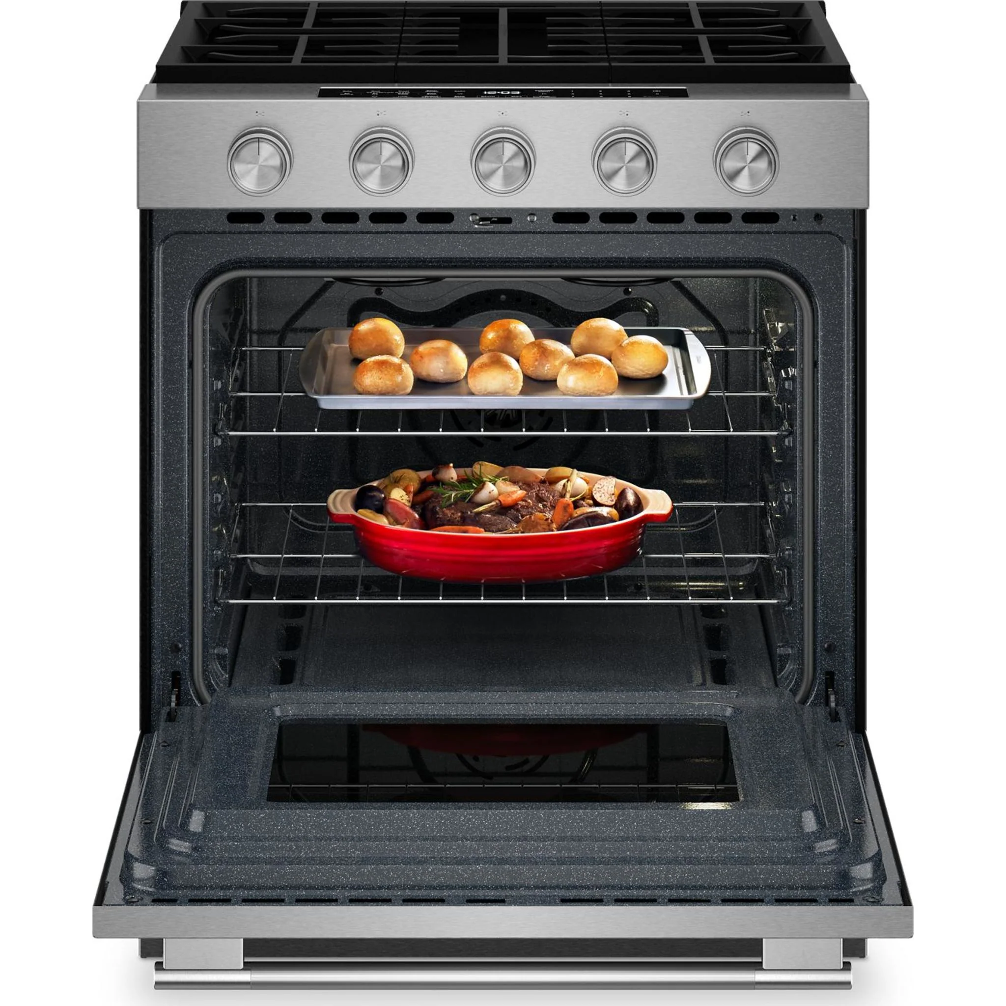 KitchenAid 5.0 Cu. Ft. Smart Slide-in Gas Range with Convection Cooking Modes -Fingerprint Resistant Stainless Steel (KSGS330SPS) - Image 2