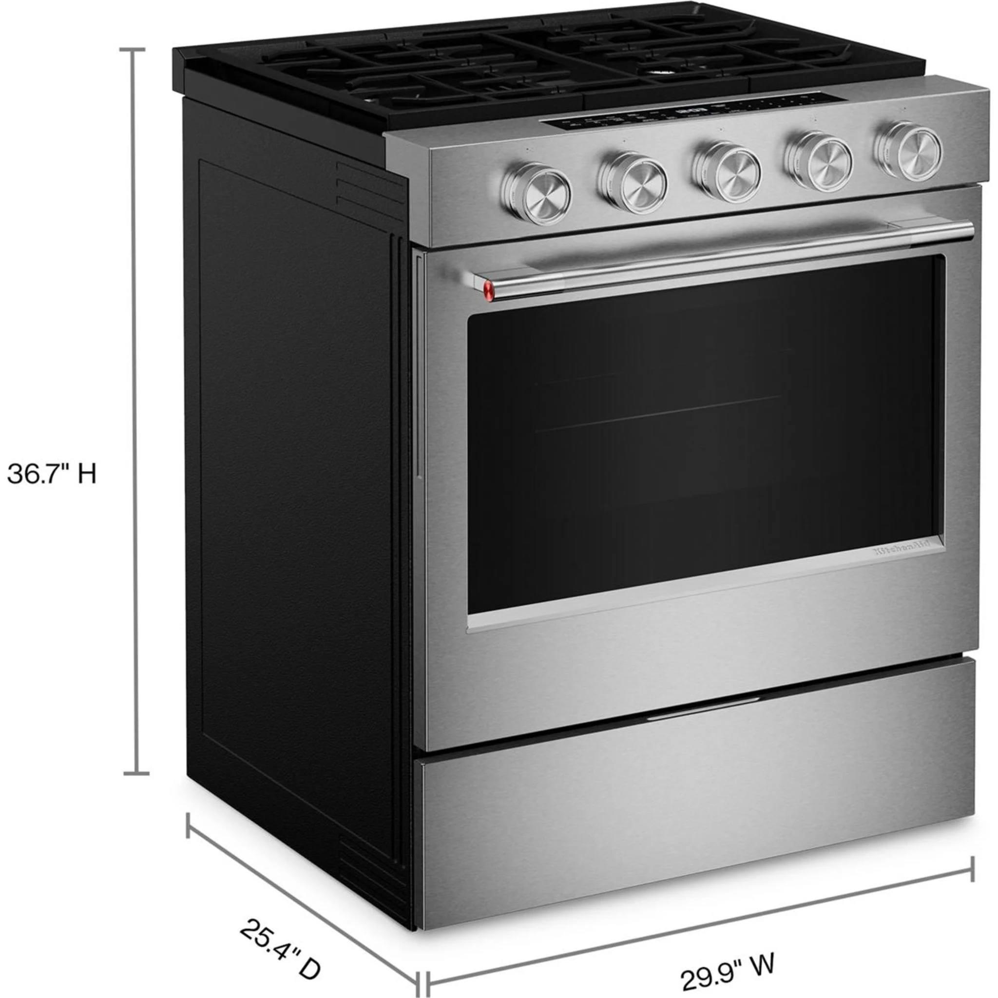KitchenAid 5.0 Cu. Ft. Smart Slide-in Gas Range with Convection Cooking Modes -Fingerprint Resistant Stainless Steel (KSGS330SPS) - Image 5