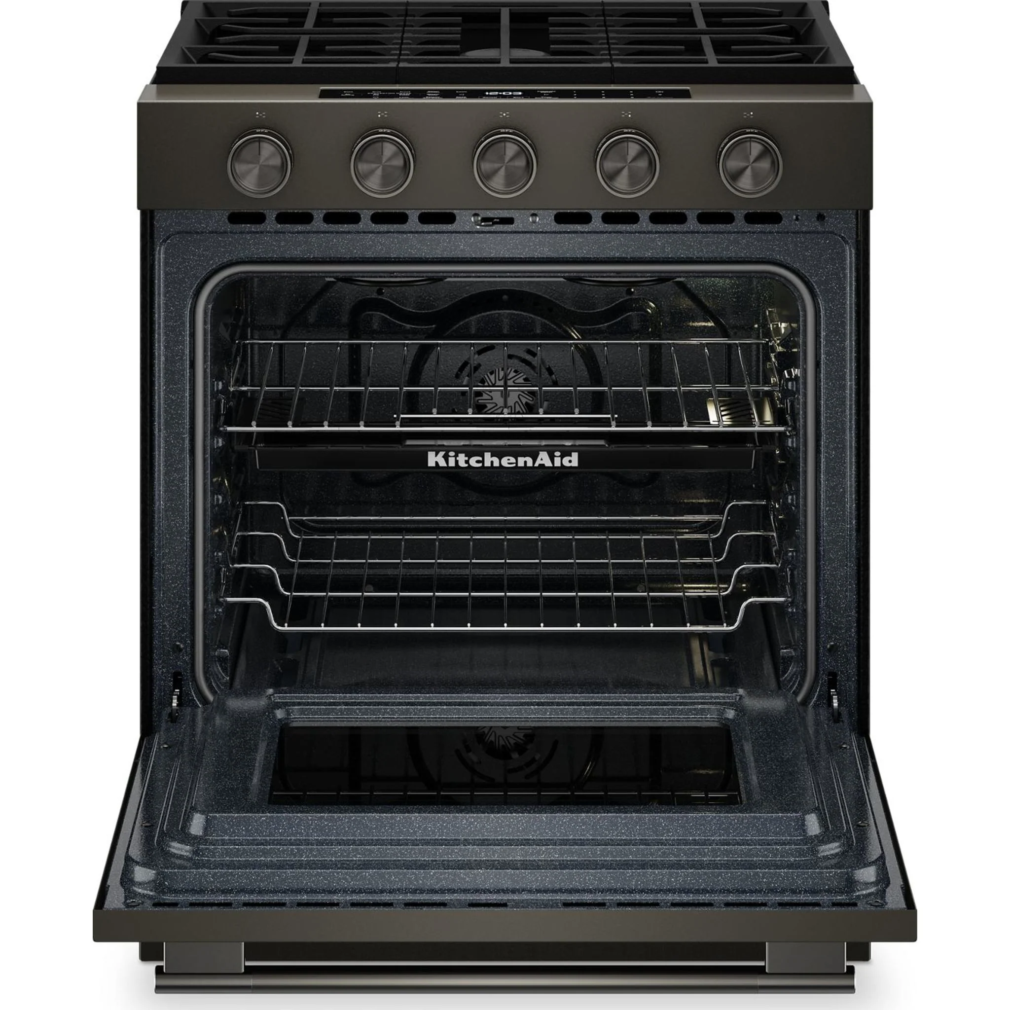 KitchenAid 5.0 Cu. Ft. Smart Slide-in Gas Range with Convection Cooking Modes and 2-in-1 Burner -Black Ore (KSGS530SBE) - Image 39