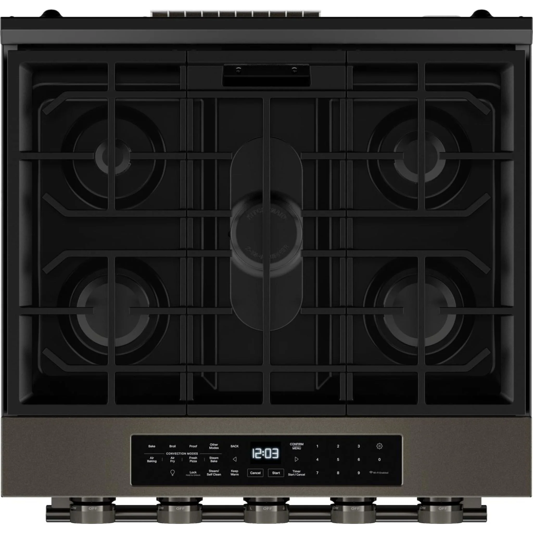 KitchenAid 5.0 Cu. Ft. Smart Slide-in Gas Range with Convection Cooking Modes and 2-in-1 Burner -Black Ore (KSGS530SBE) - Image 4