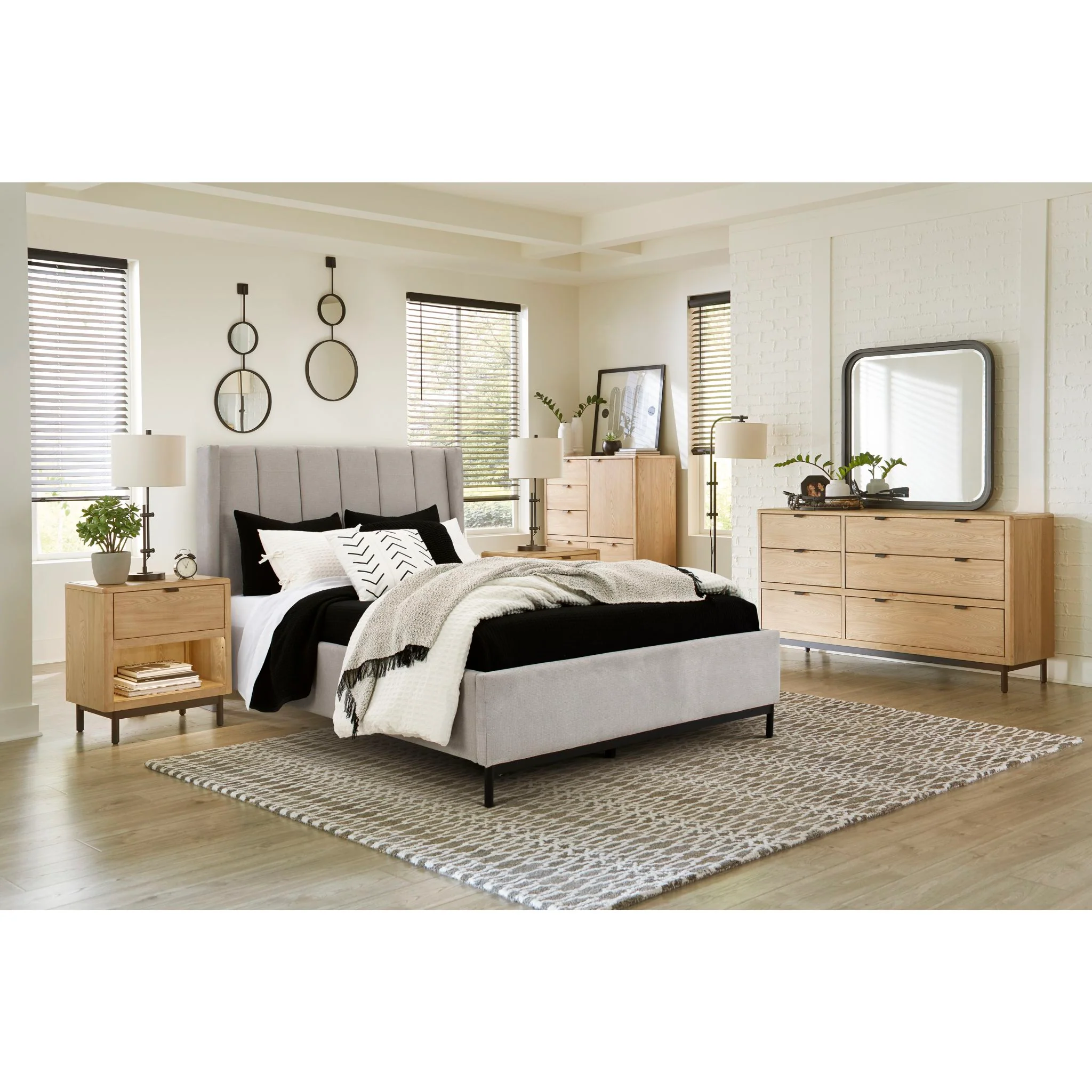 Freslowe-Exclusive 5 Piece Queen Upholstered Bedroom - Image 2