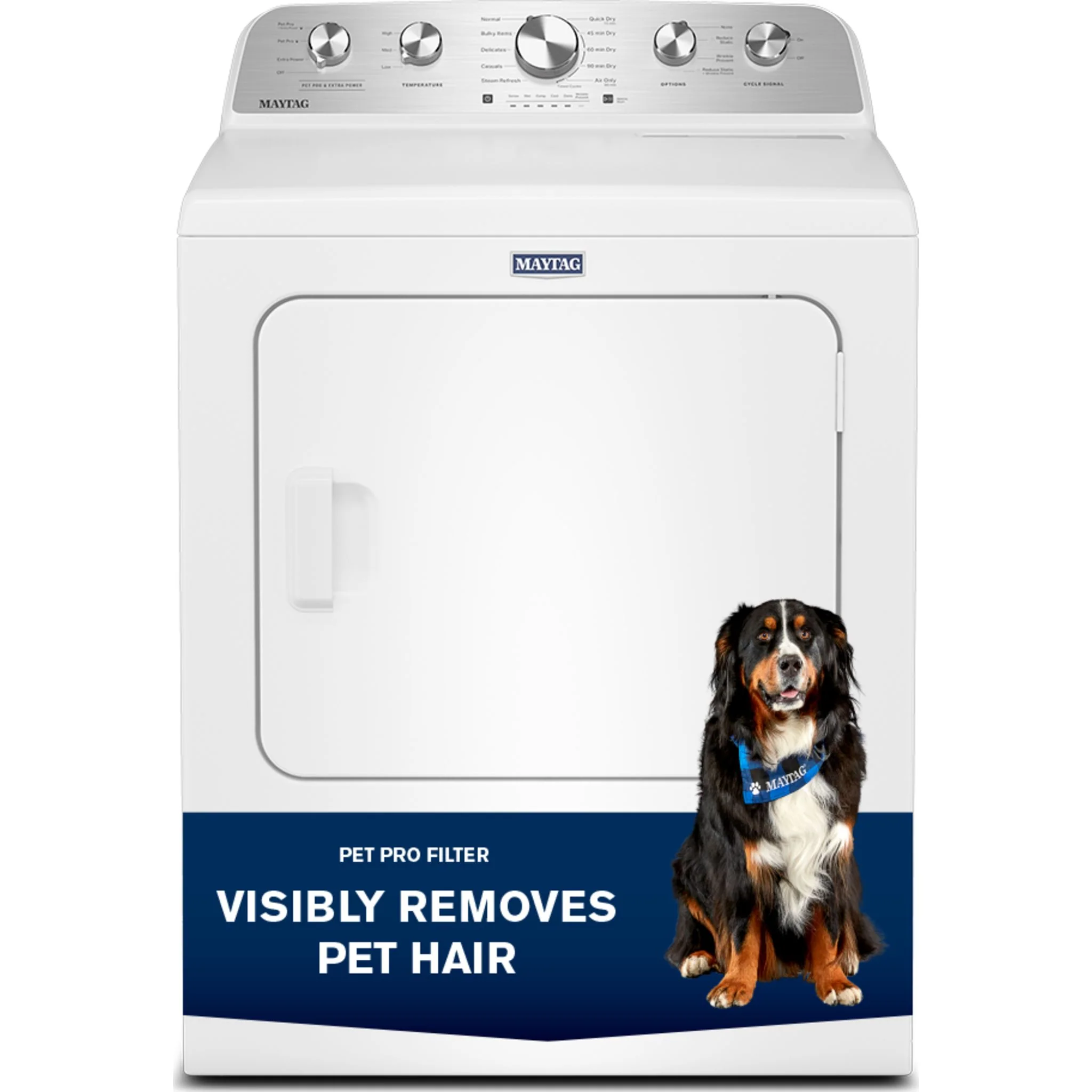 Maytag 7.0 Cu Ft. Load Electric Dryer with Extra Power and Pet Pro Option - White (YMED5605RW) - Image 4