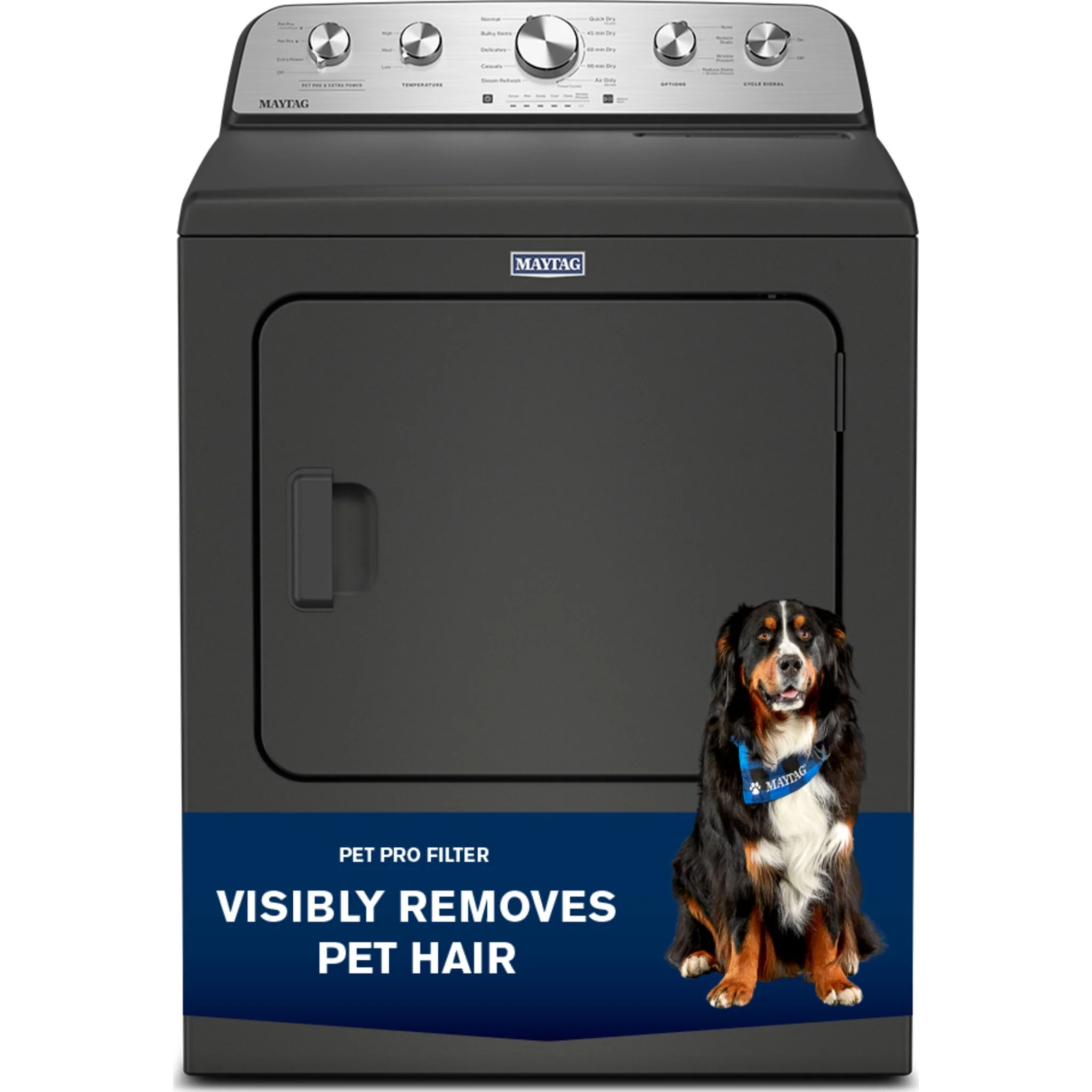 Maytag 7.0 Cu Ft. Load Electric Dryer with Extra Power and Pet Pro Option - Volcano Black (YMED5605RU) - Image 3
