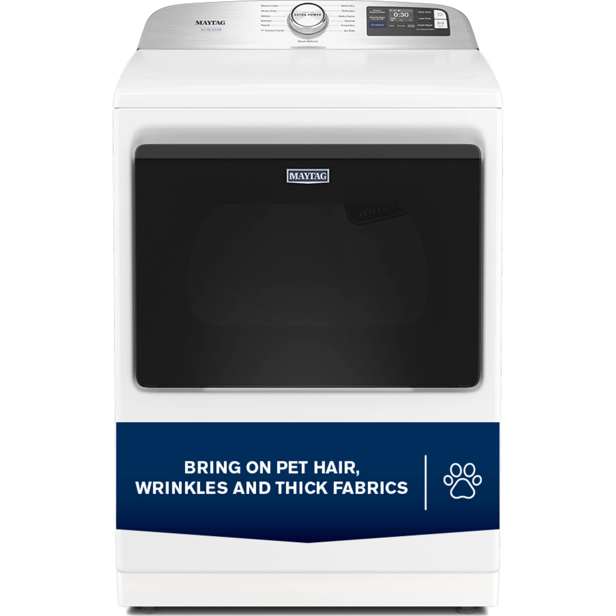 Maytag 7.4 Cu. Ft. Pet Pro Top Load Electric Dryer with Extra Power and Sanitize Cycle - White (YMED7205RW) - Image 4