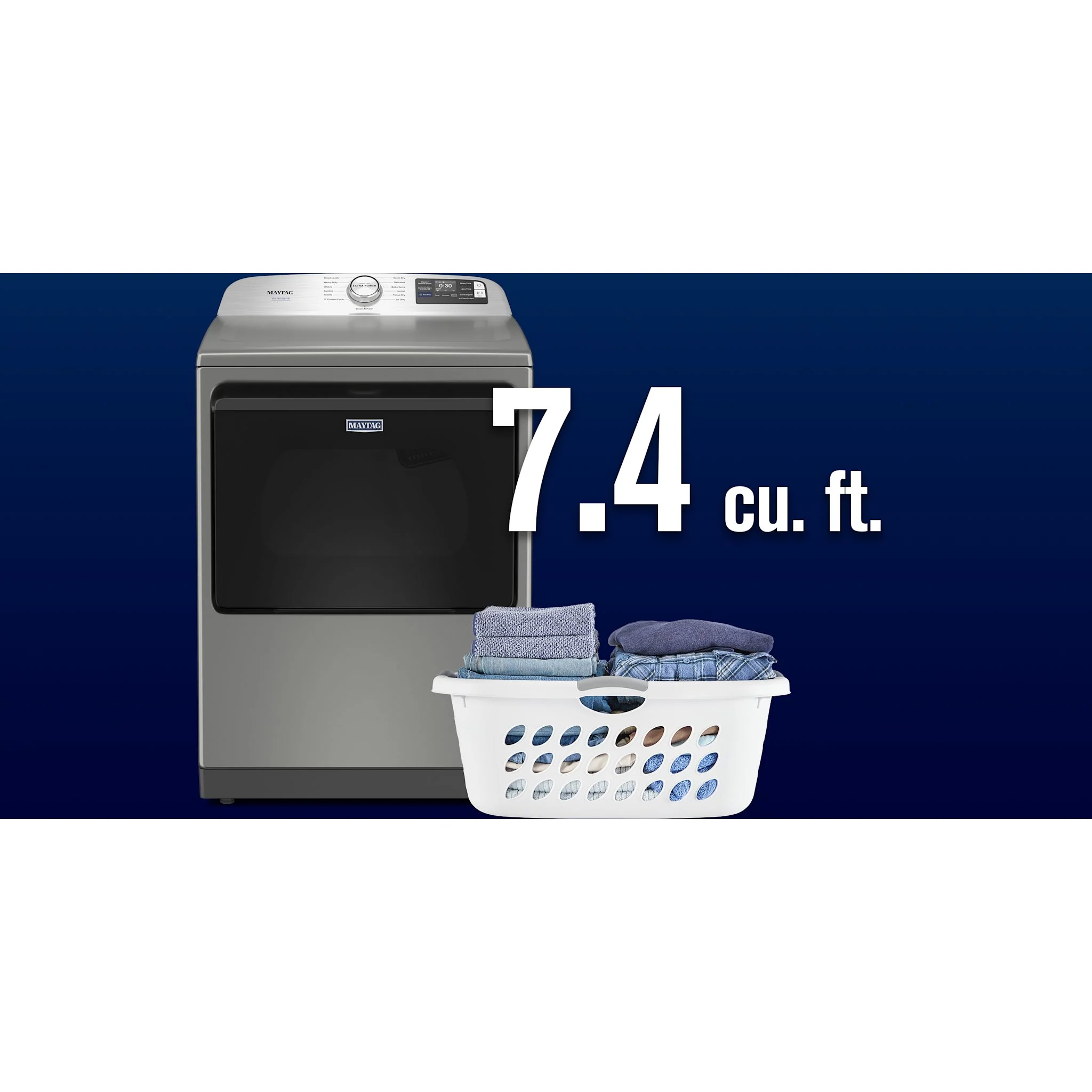 Maytag 7.4 Cu. Ft. Pet Pro Top Load Electric Dryer with Extra Power and Sanitize Cycle - Radiant Silver (YMED7205RR) - Image 5