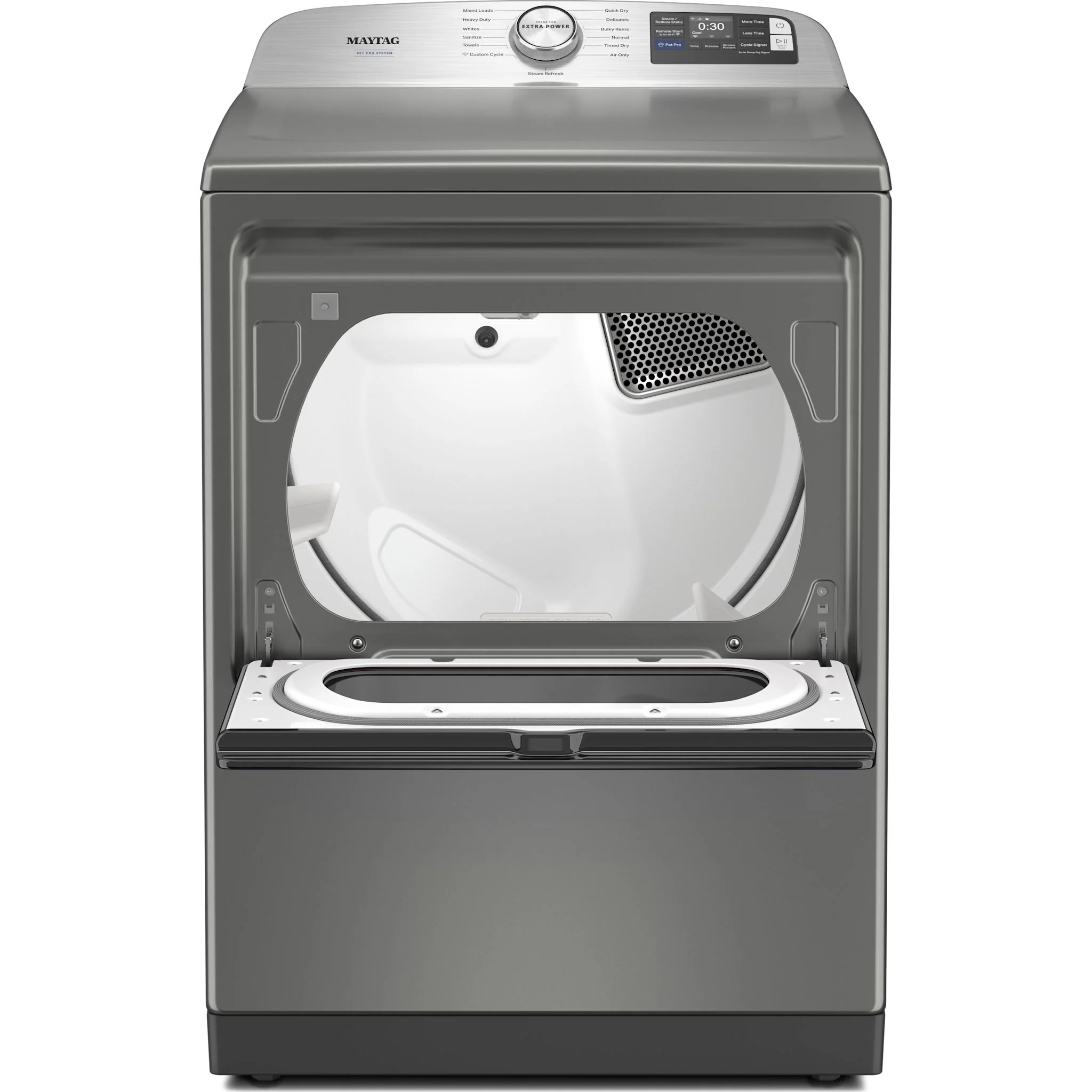 Maytag 7.4 Cu. Ft. Pet Pro Top Load Electric Dryer with Extra Power and Sanitize Cycle - Radiant Silver (YMED7205RR) - Image 6