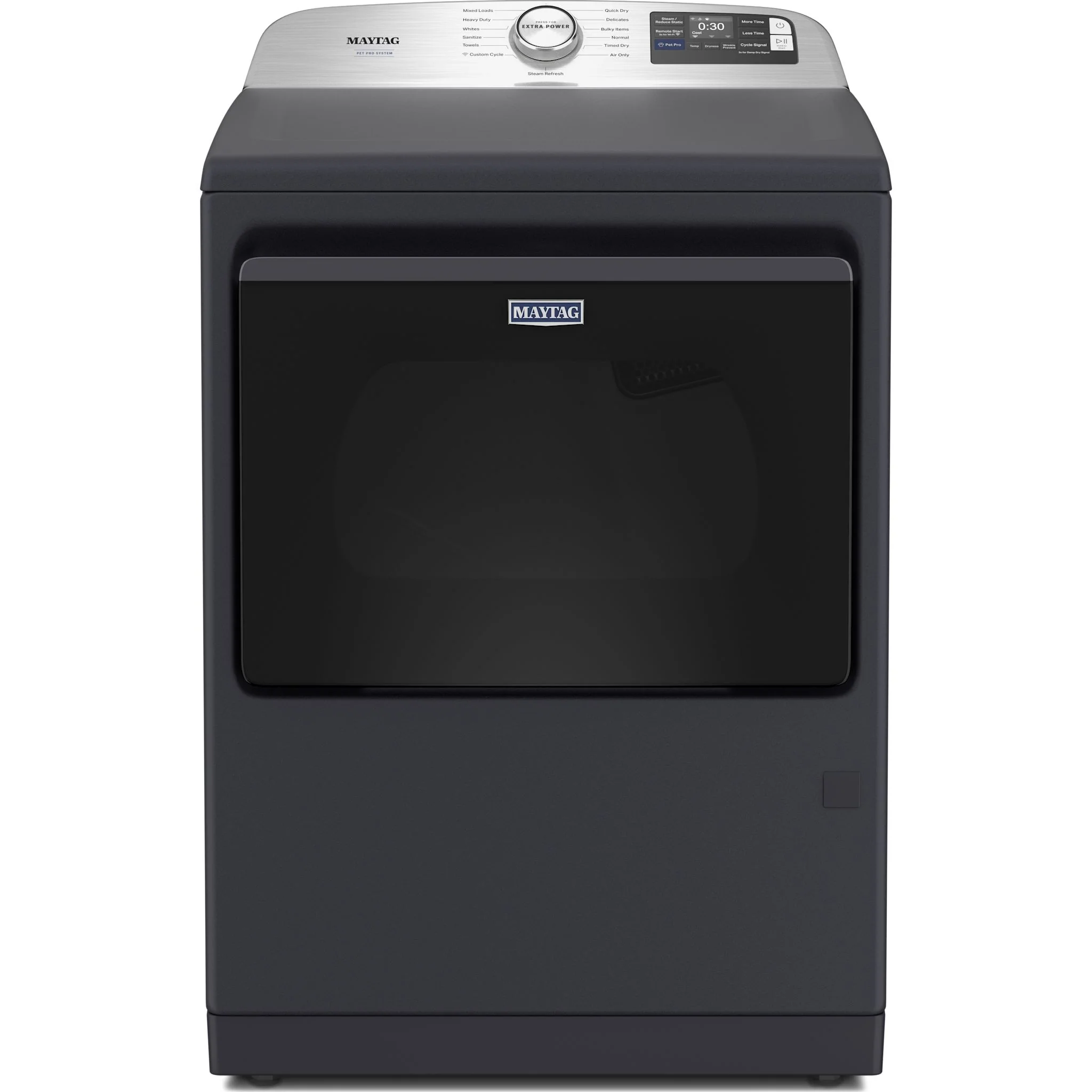 Maytag 7.4 Cu. Ft. Pet Pro Top Load Electric Dryer with Extra Power and Sanitize Cycle - Midnight Steel (YMED7205RF) - Image 2