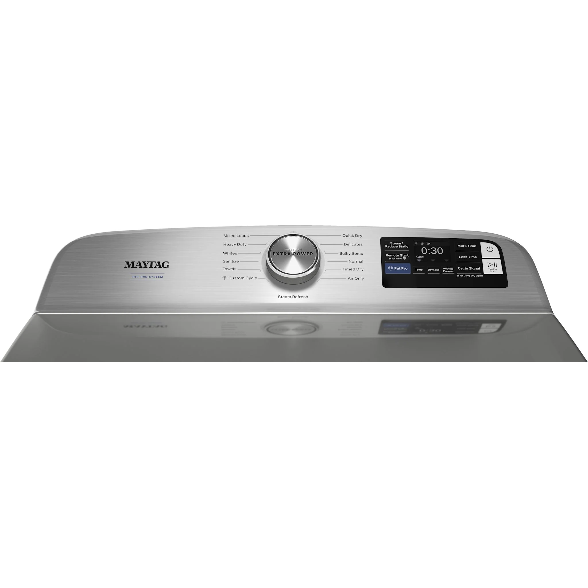 Maytag 7.4 Cu. Ft. Pet Pro Top Load Gas Dryer with Extra Power and Sanitize Cycle - Classic Silver (MGD7205RR) - Image 6