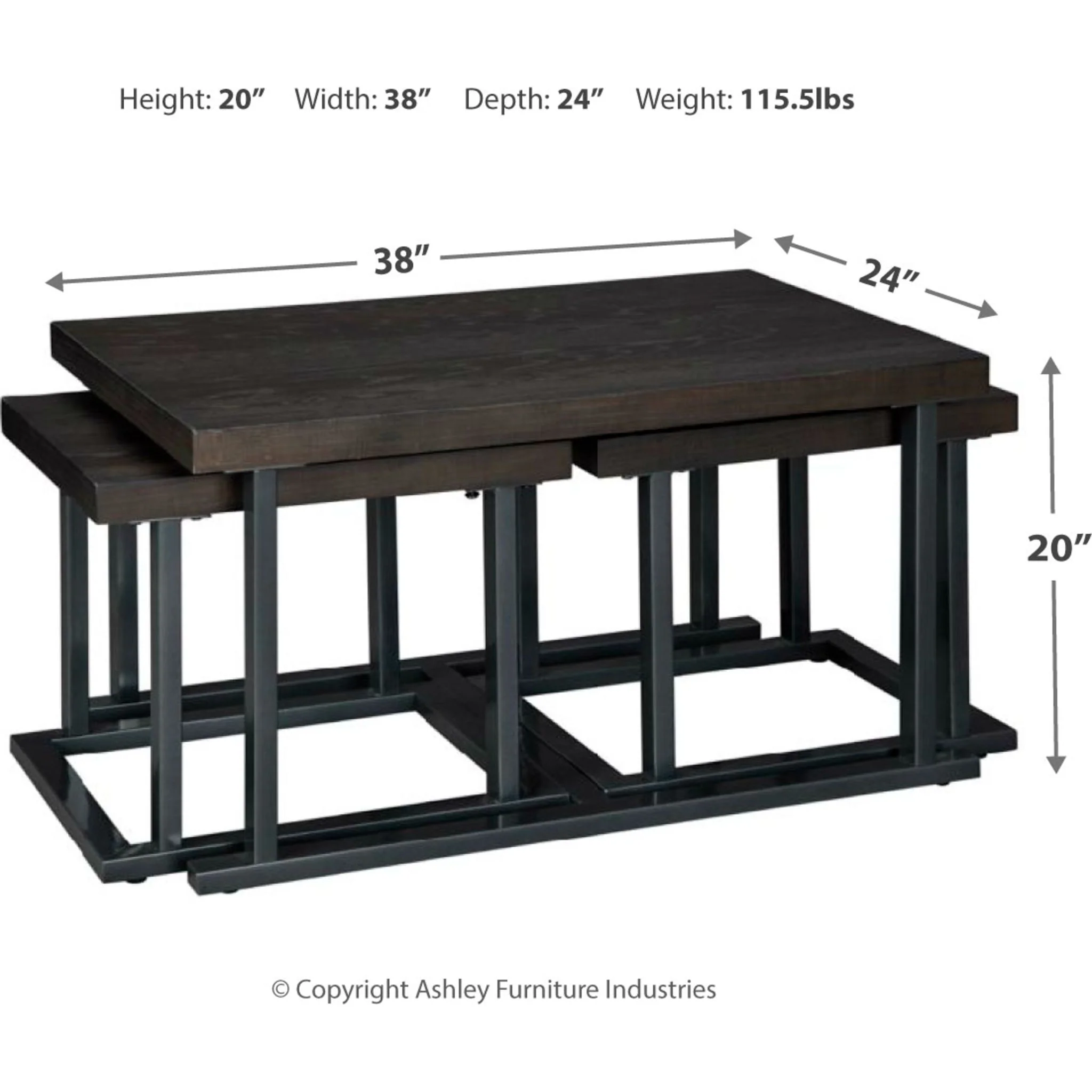 Airdon Cocktail Table with 2 Stools - Image 4