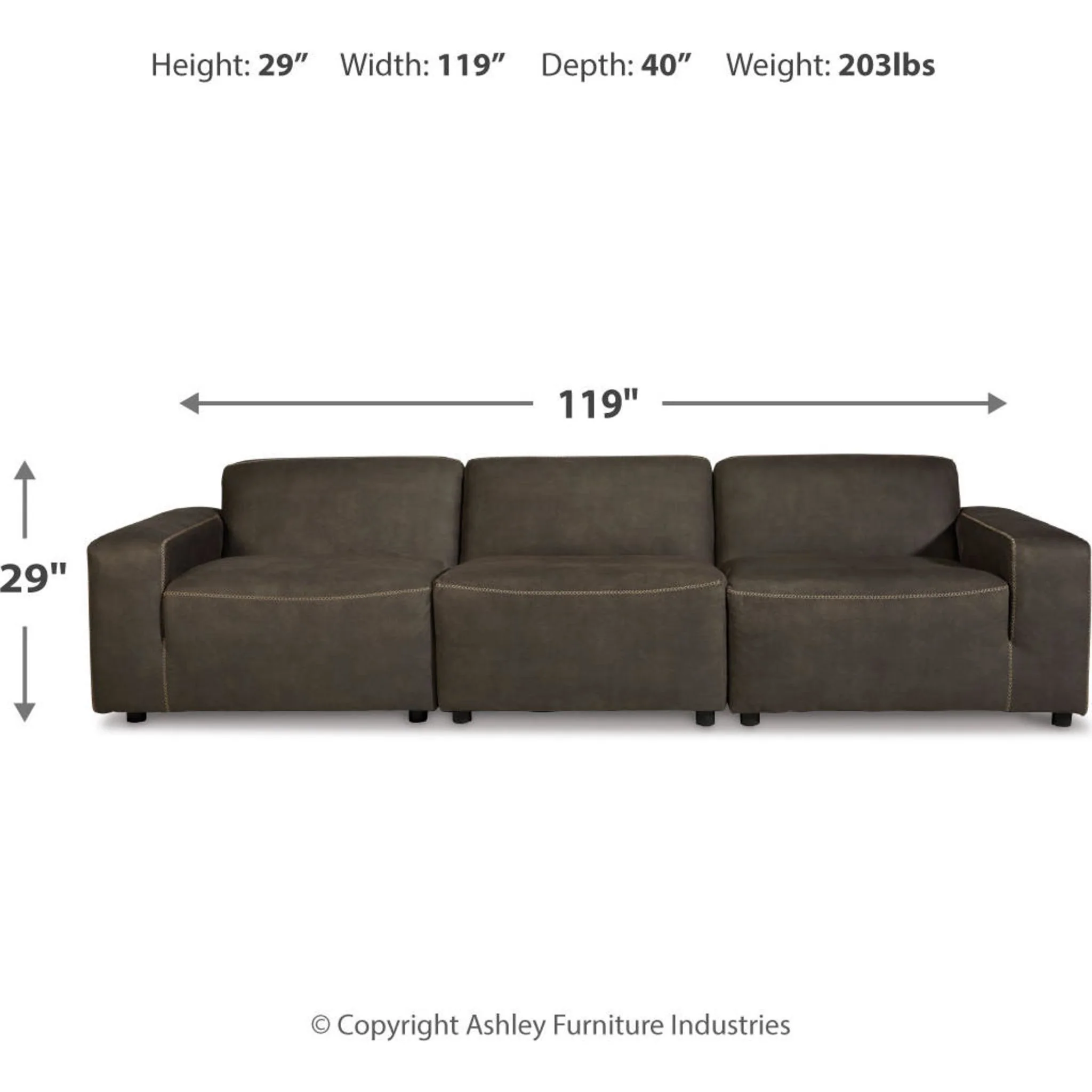 Allena 3 Piece Modular Sectional - Image 6