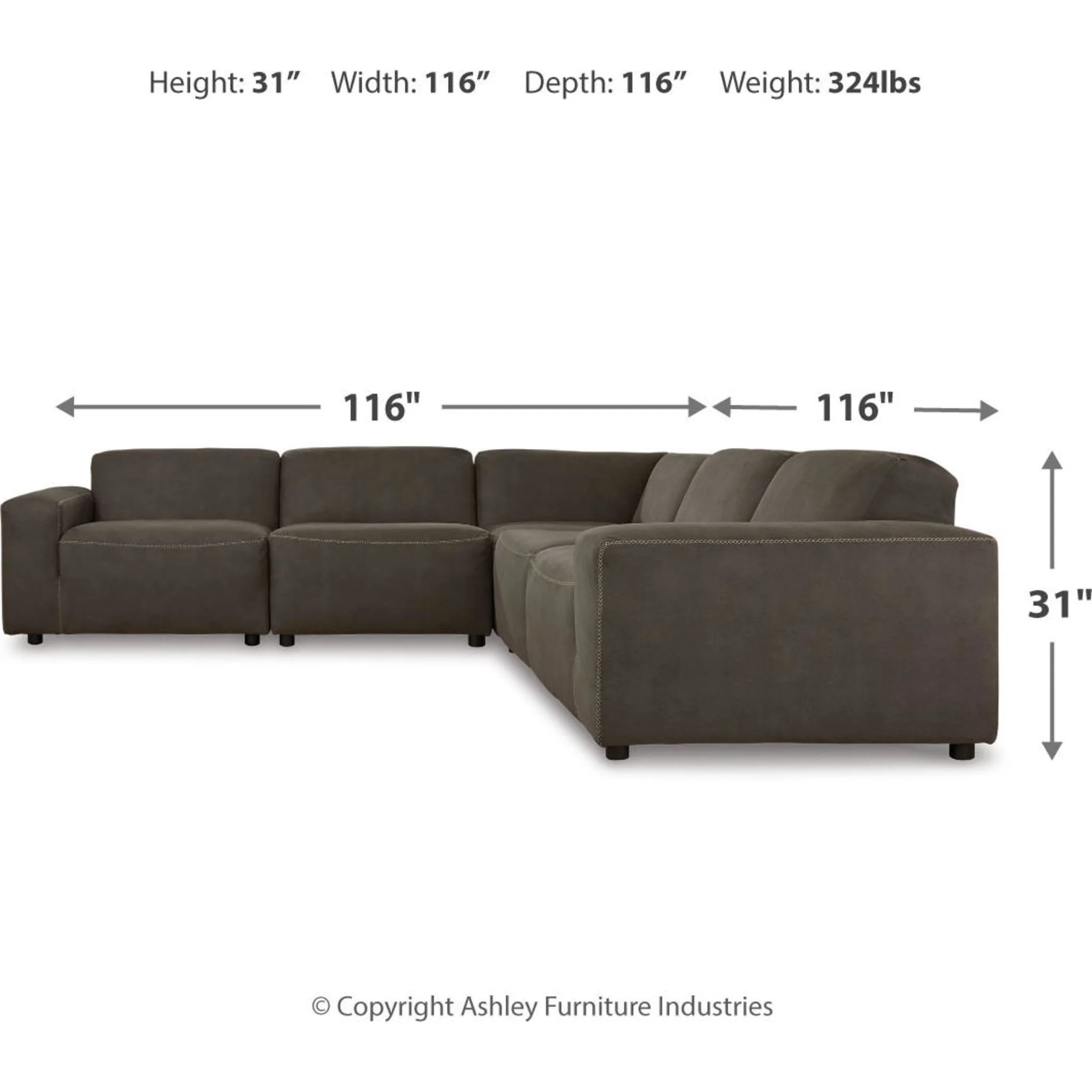 Allena 5 Piece Sectional - Image 8