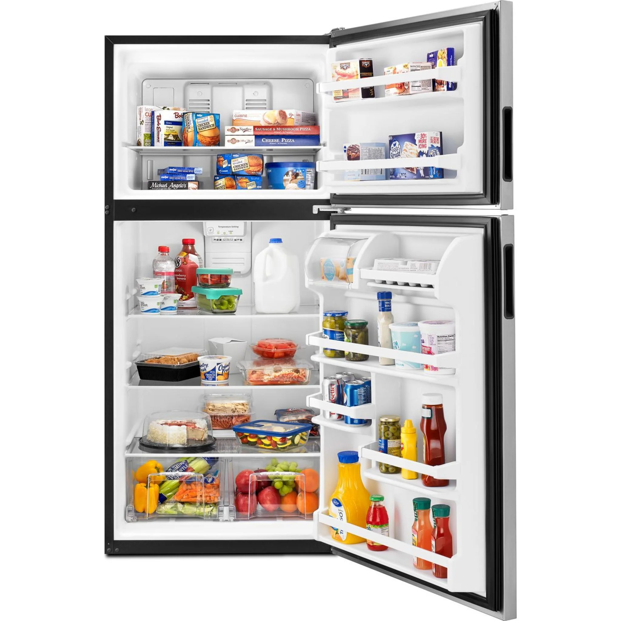 Amana 30-inch Wide Top-Freezer Refrigerator with Glass Shelves  - 18 cu. ft. -Stainless Steel (ART318FFDS) - Image 21