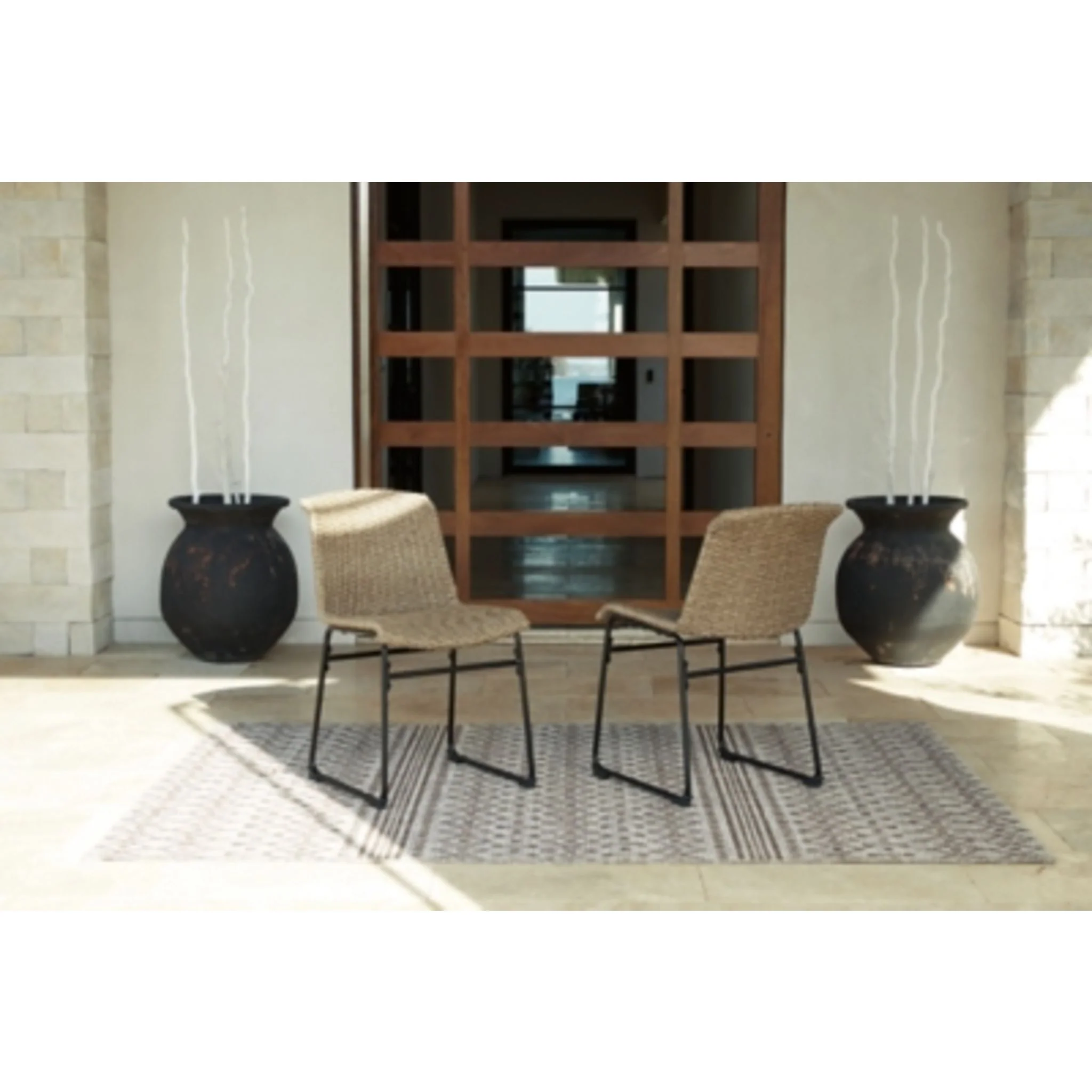 Outdoor Amaris Chair with Cushion (set of 2) Brown/Black - Image 2