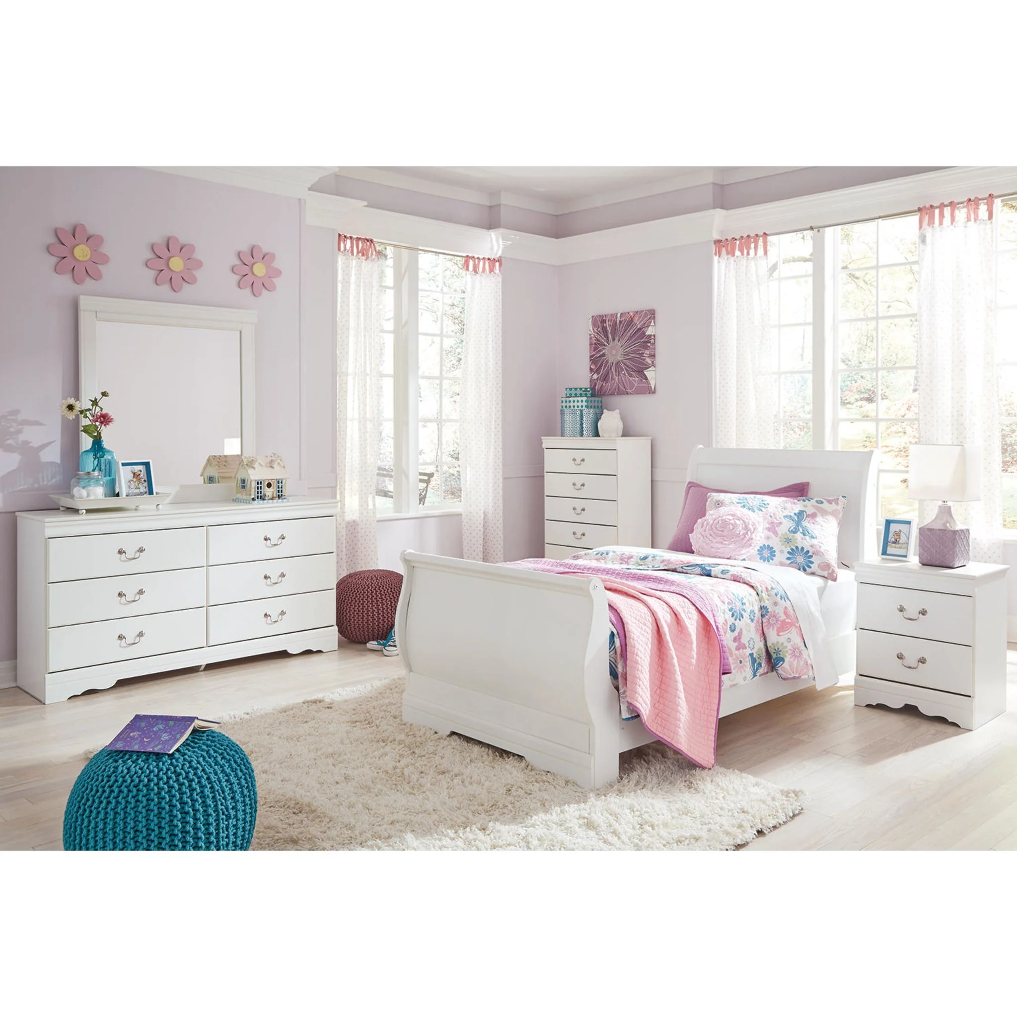 Anarasia 5 Piece Sleigh Bedroom - Image 9