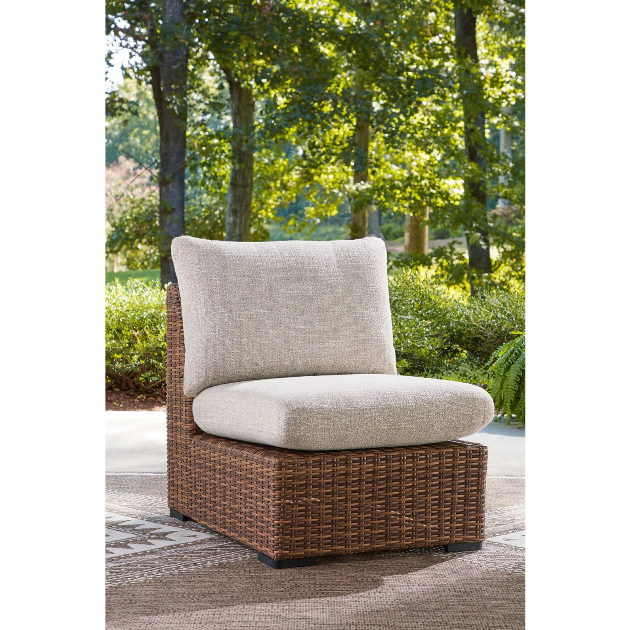 Angel Island Outdoor Modular Armless Chair with Cushion - Image 2