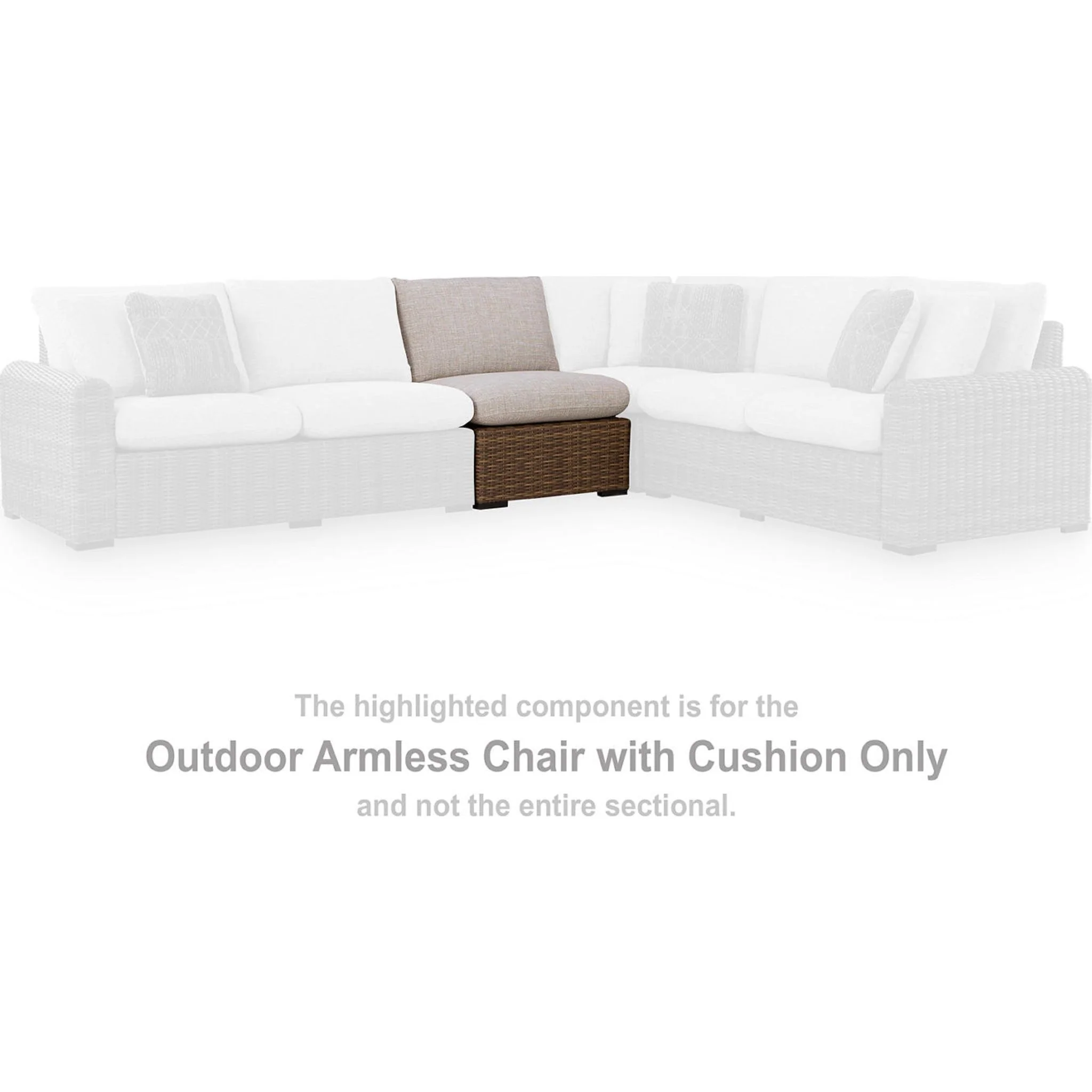 Angel Island Outdoor Modular Armless Chair with Cushion - Image 3