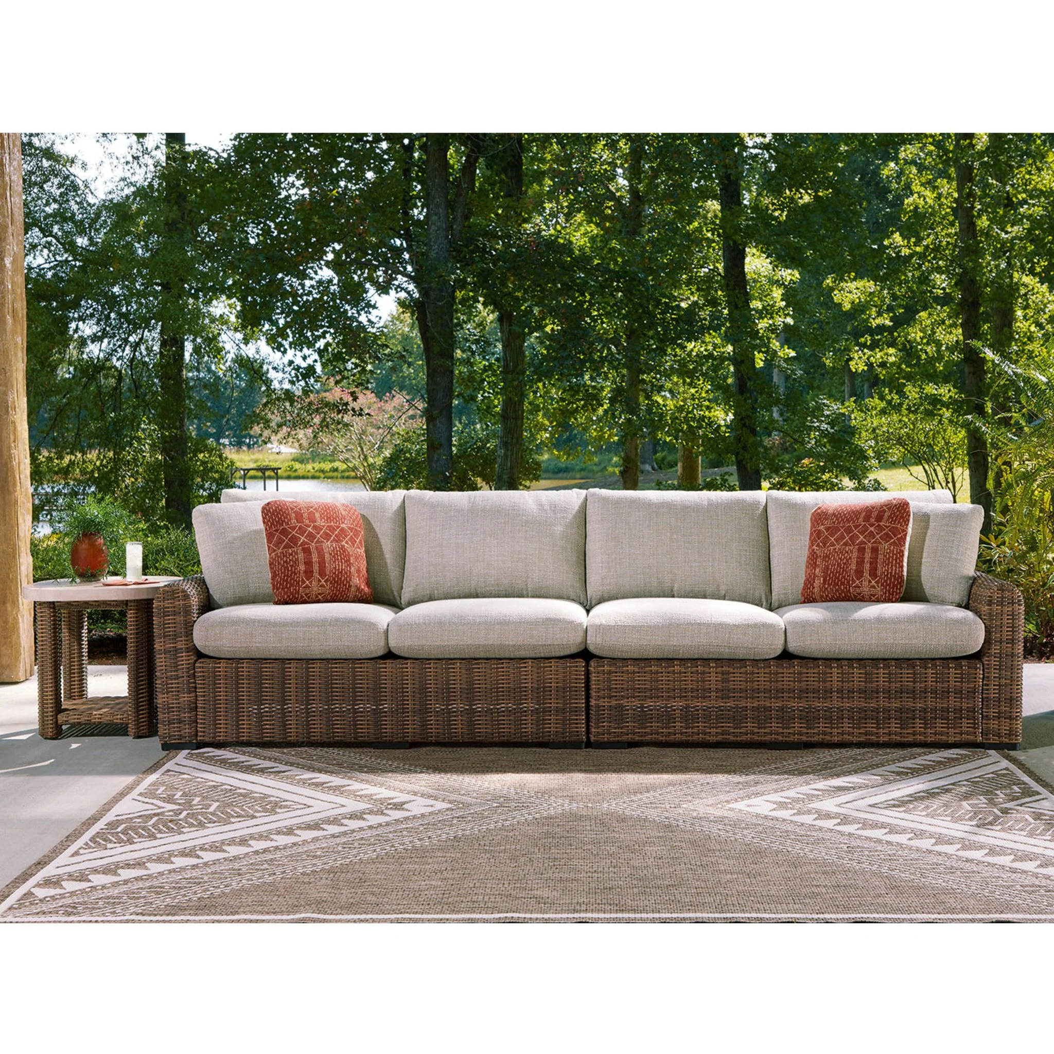 Angel Island Outdoor Modular Left and Right Arm Loveseat with Cushion - Image 2