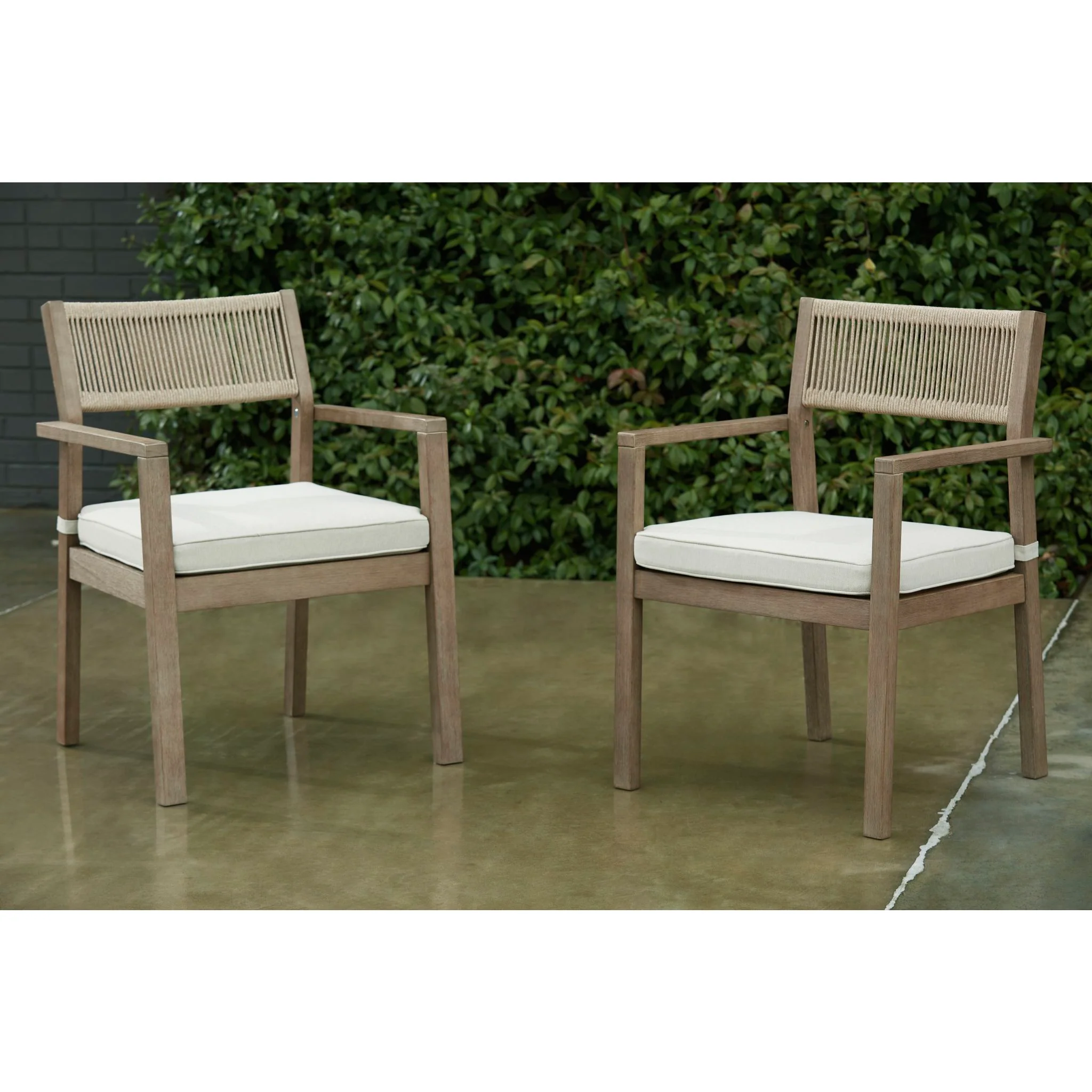 Outdoor Aria Plains Arm Chair with Cushion (set of 2) - Image 2