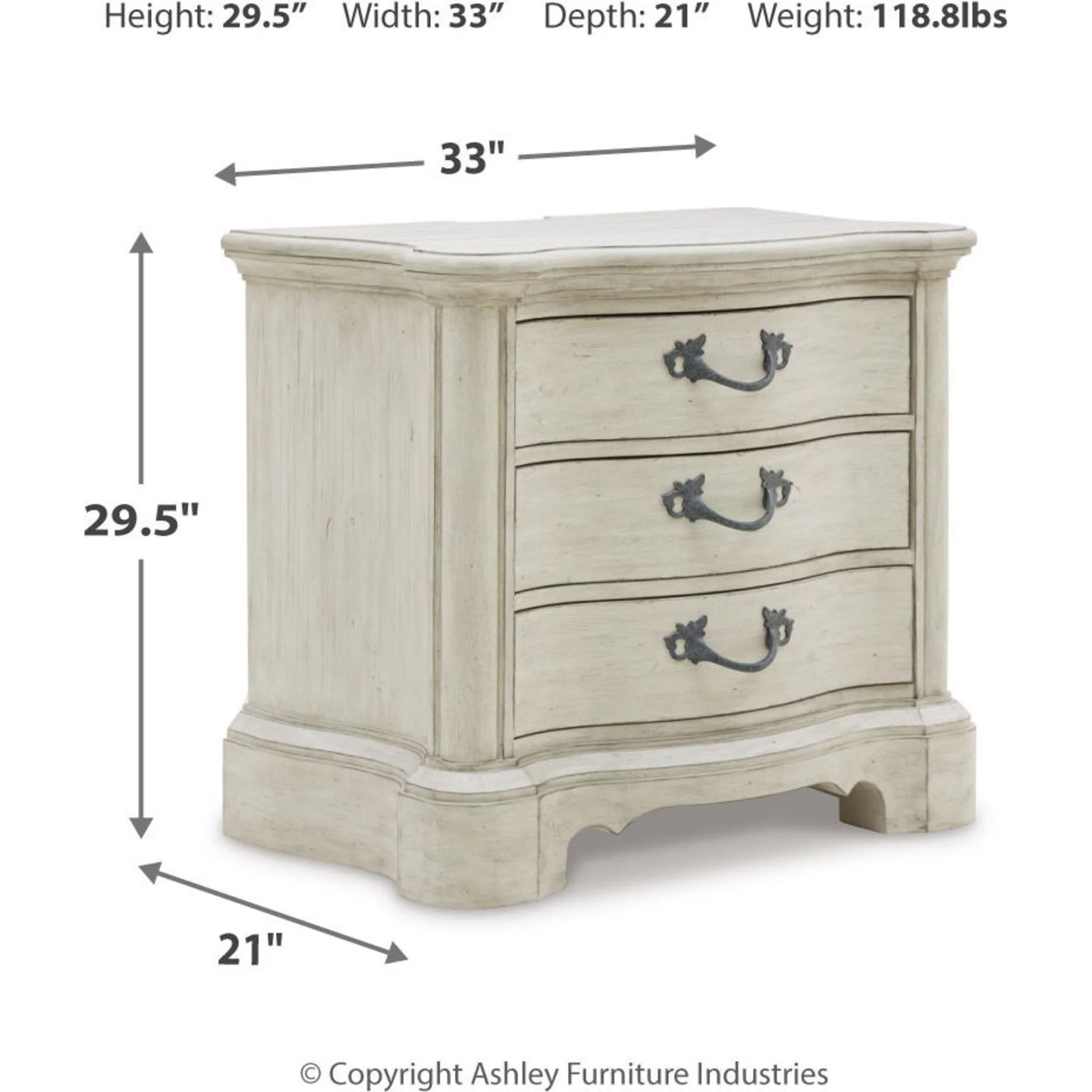 Arlendyne Three Drawer Nightstand - Image 12