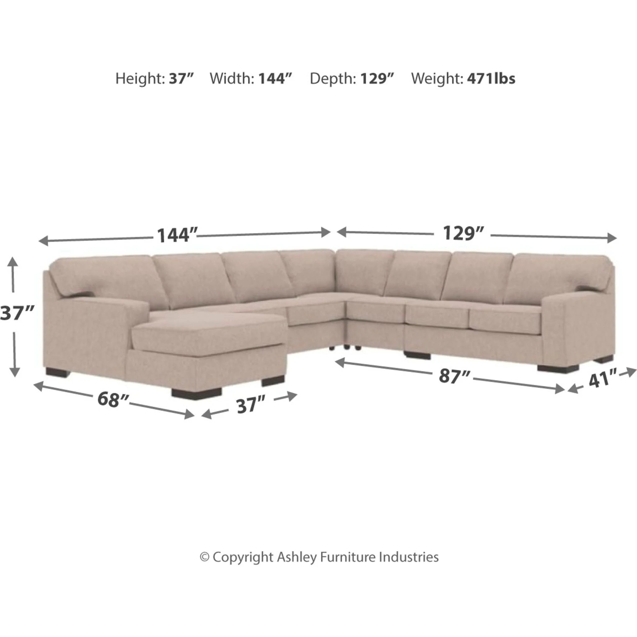 Ashlor-Exclusive 5 Piece Sectional - Image 5