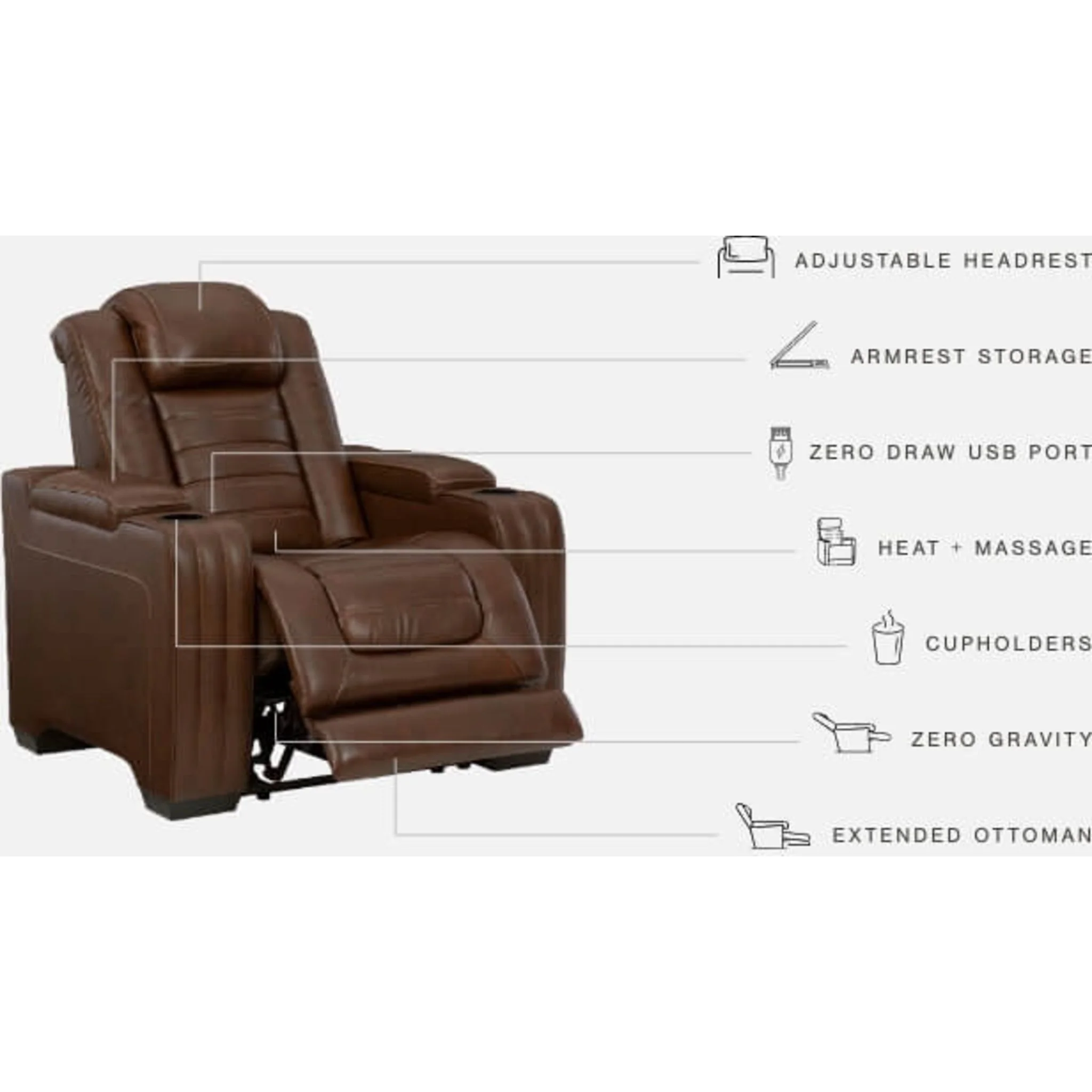 Backtrack Power Recliner with Adjustable Headrest - Image 4