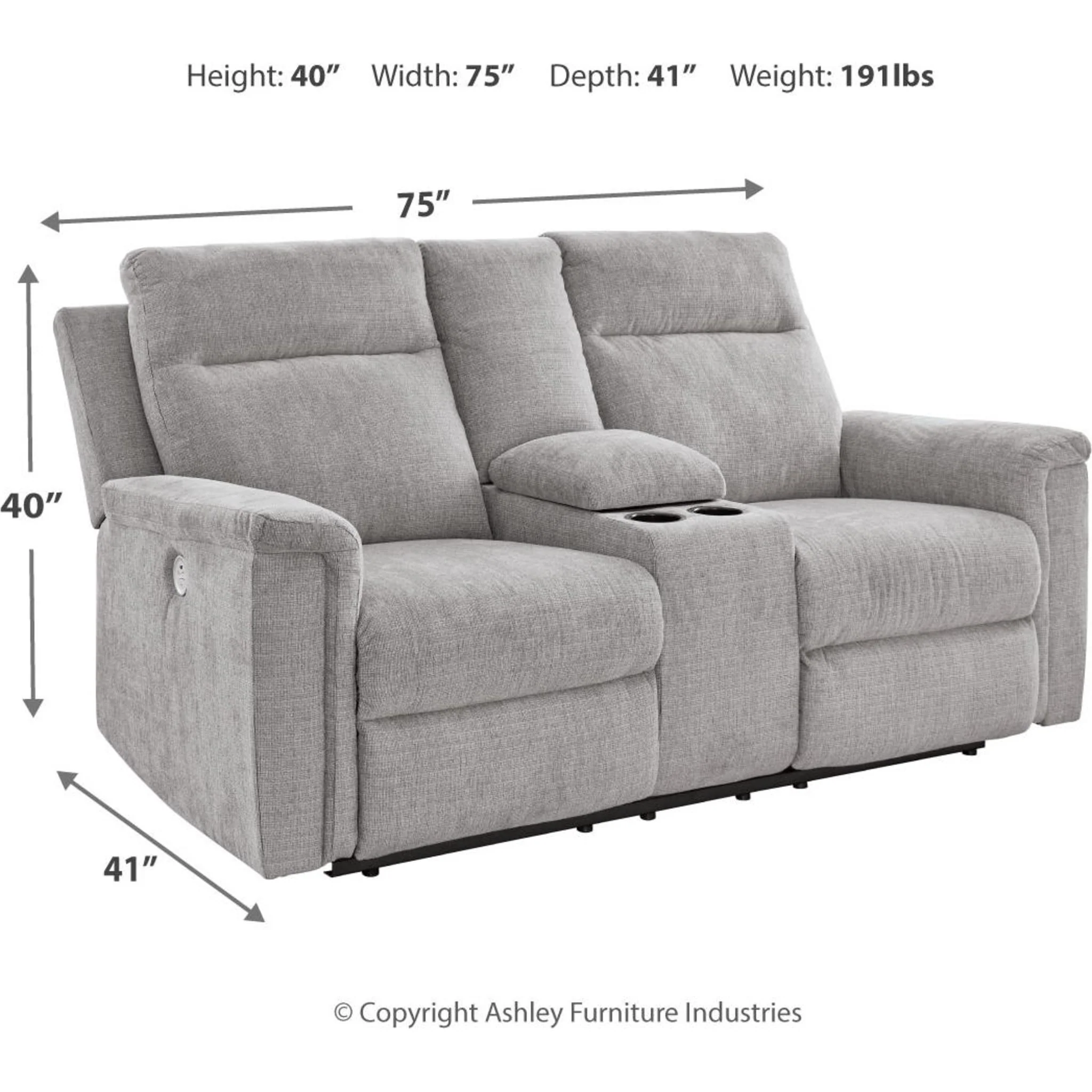 Barnsana Reclining Power Loveseat with Console - Image 34