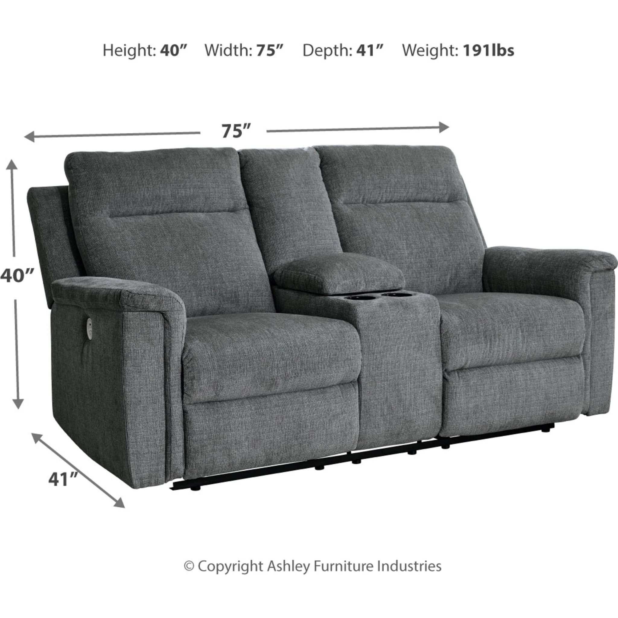 Barnsana Reclining Power Loveseat with Console - Image 9