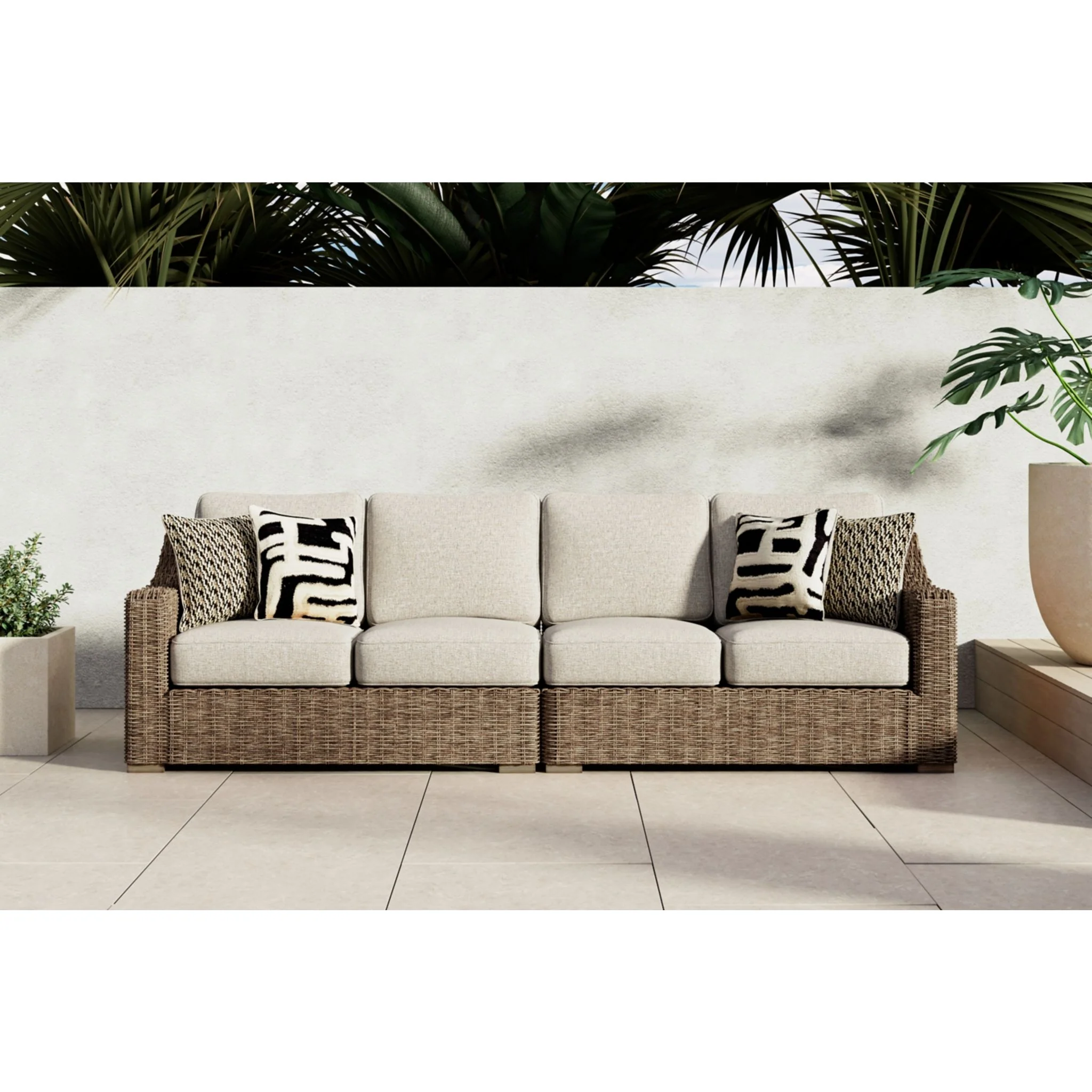 Beachcroft Outdoor Modular Left and Right Arm Loveseat with Cushion - Image 2