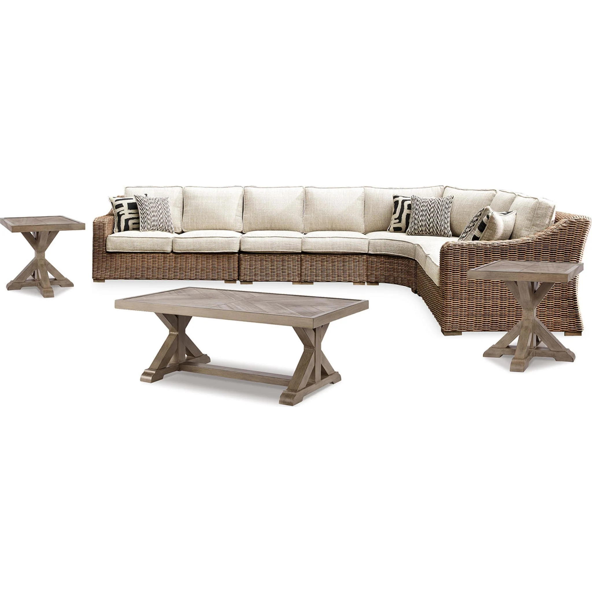 Beachcroft 5 Piece Outdoor Modular Sectional with Tables - Image 11