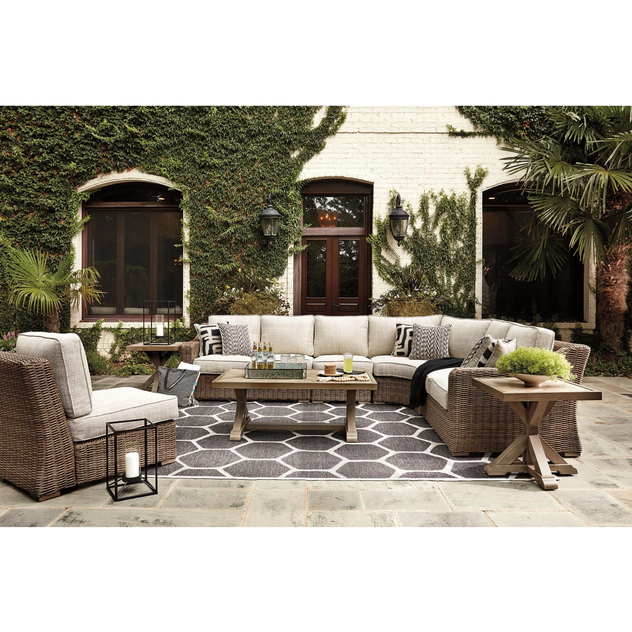 Beachcroft 5 Piece Outdoor Modular Sectional with Tables - Image 12