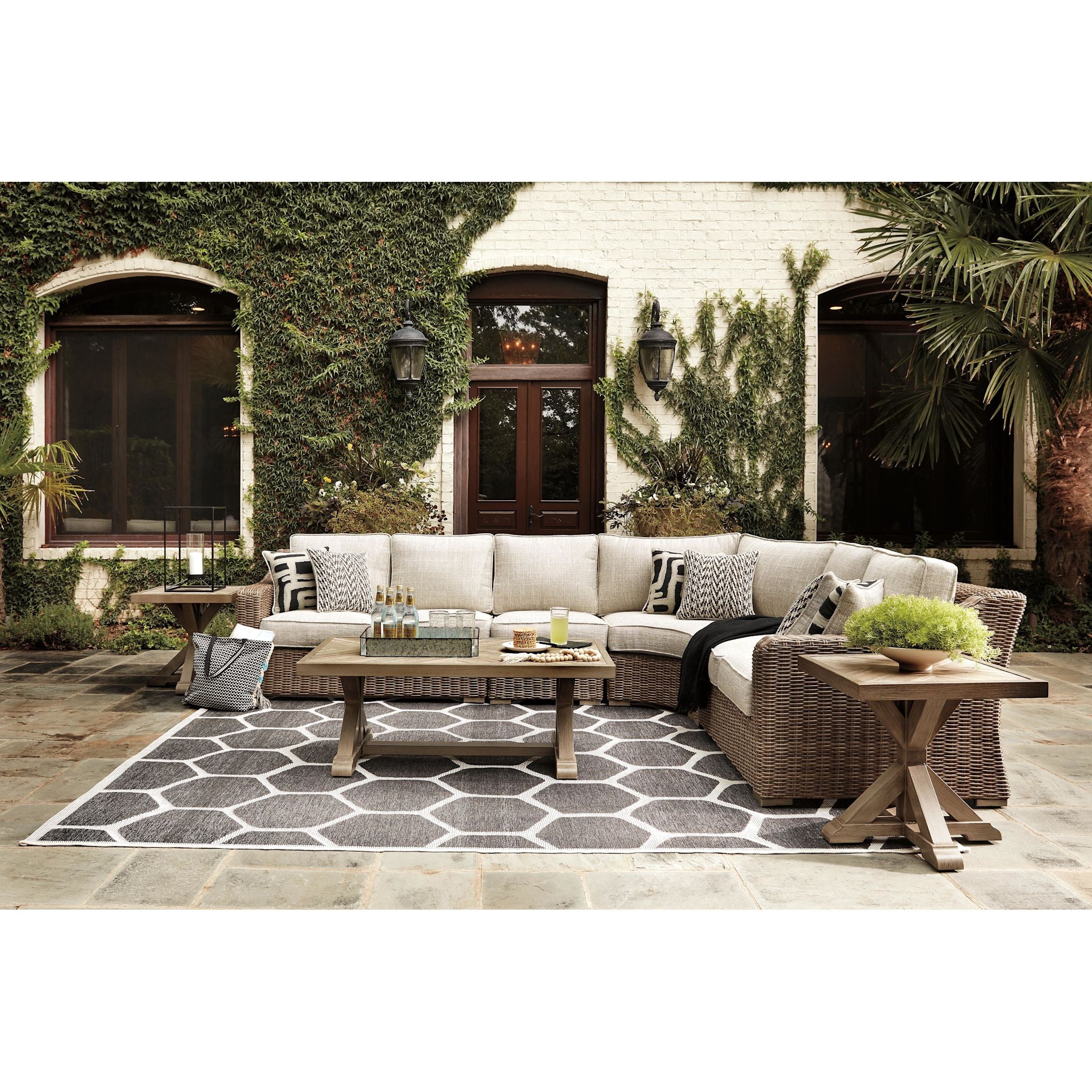 Beachcroft 5 Piece Outdoor Modular Sectional with Tables - Image 2