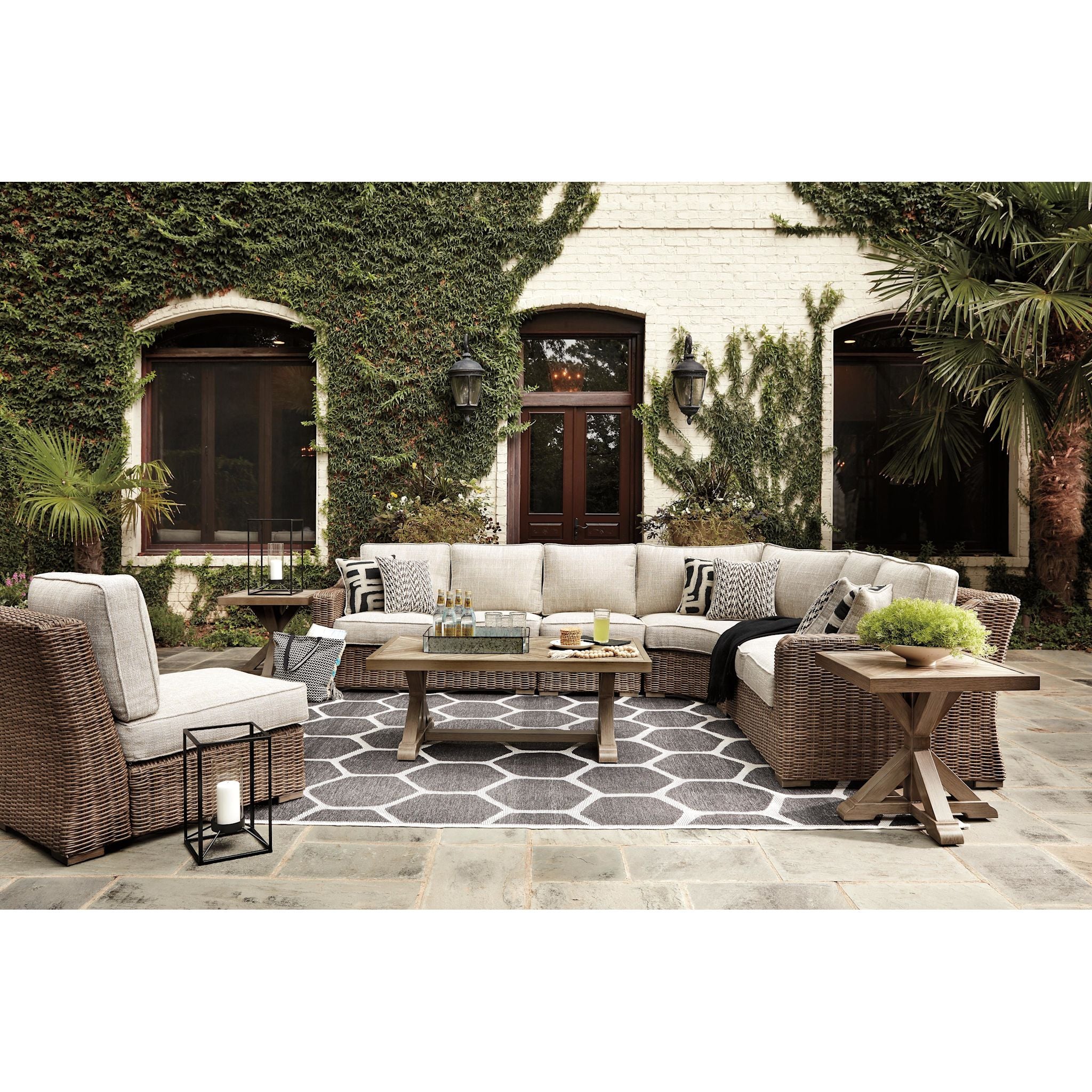 Beachcroft 5 Piece Outdoor Modular Sectional with Tables - Image 23