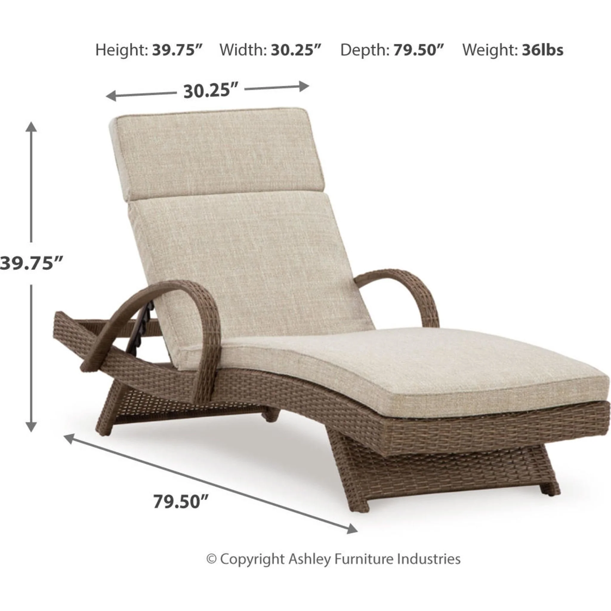 Beachcroft Outdoor Chaise Lounge with Cushion - Image 5