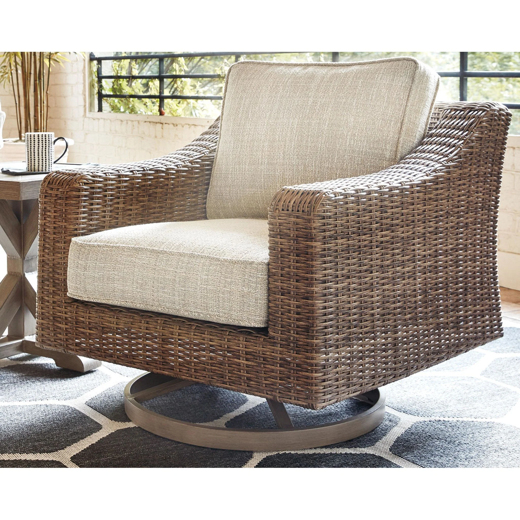 Beachcroft Outdoor Swivel Lounge Chair with Cushion - Image 13