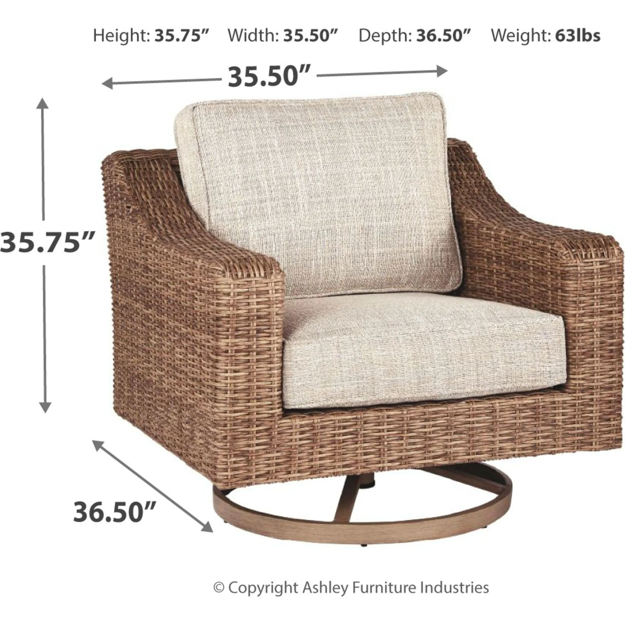 Beachcroft Outdoor Swivel Lounge Chair with Cushion - Image 7