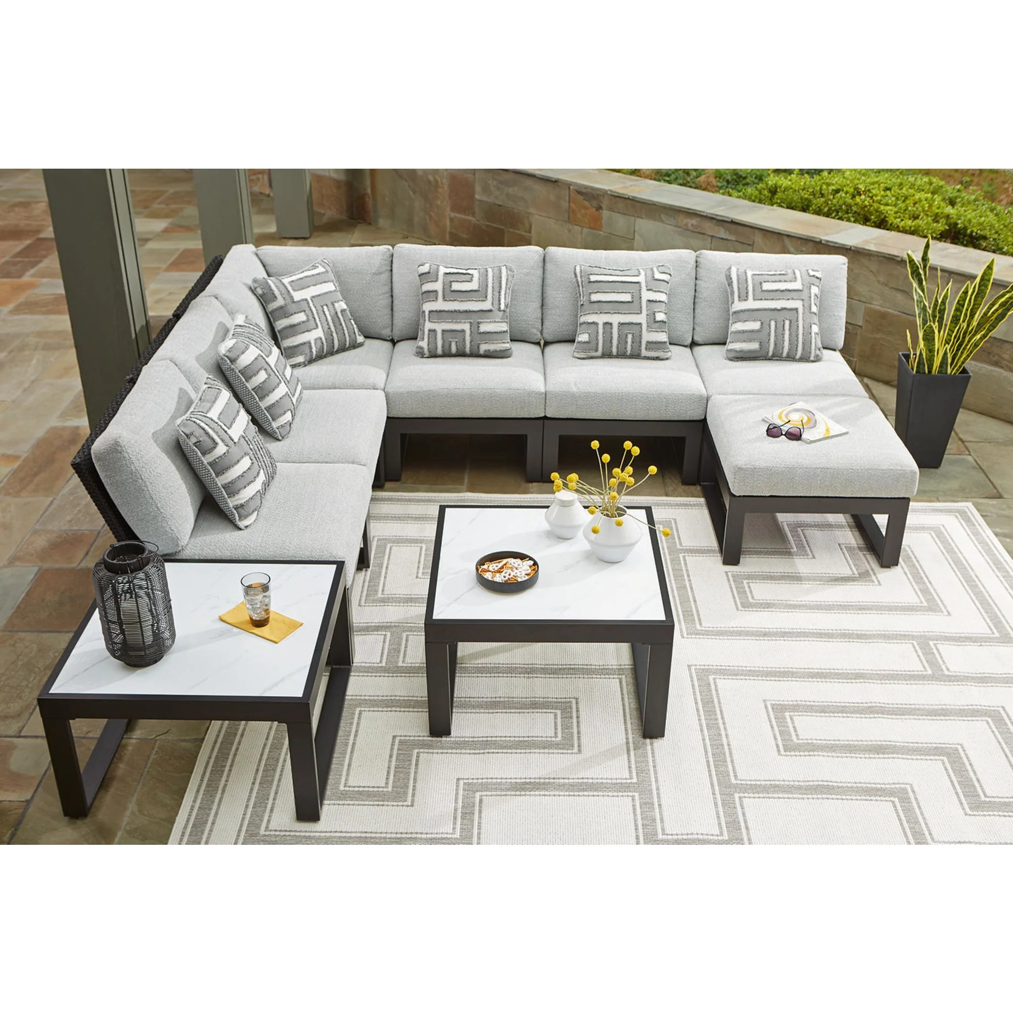 Beachloft 6 Piece Outdoor Sectional w/Ottoman & Table - Image 16