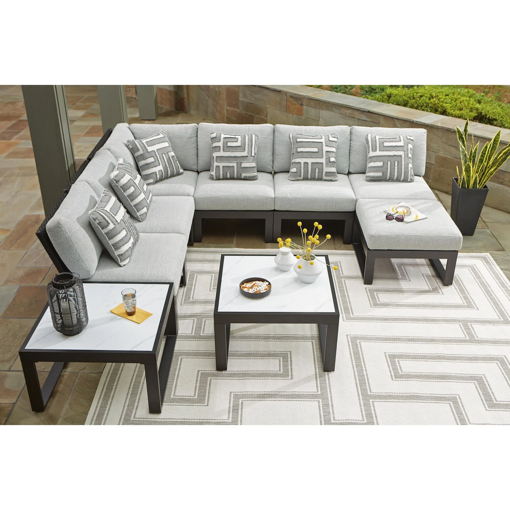 Beachloft 6 Piece Outdoor Sectional w/Ottoman & Table - Image 31