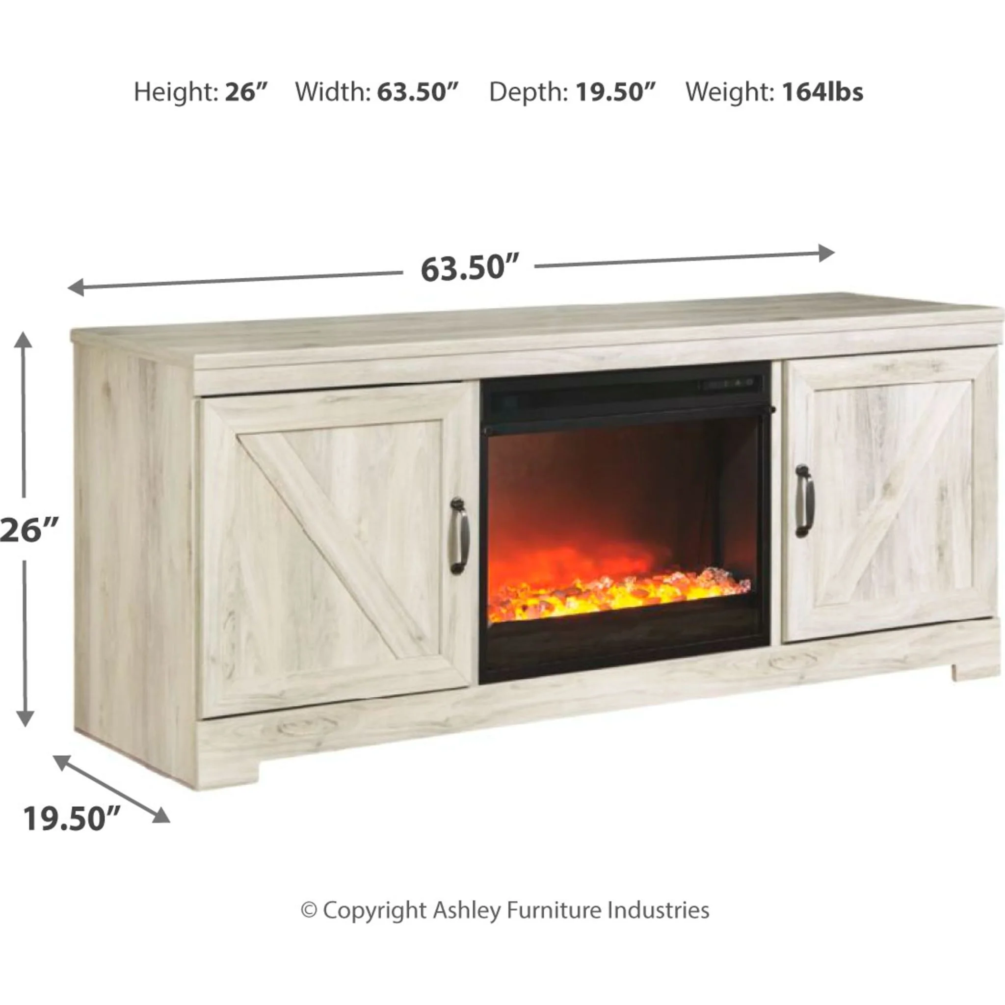 Bellaby TV Stand with Glass Stone Fireplace - Image 4