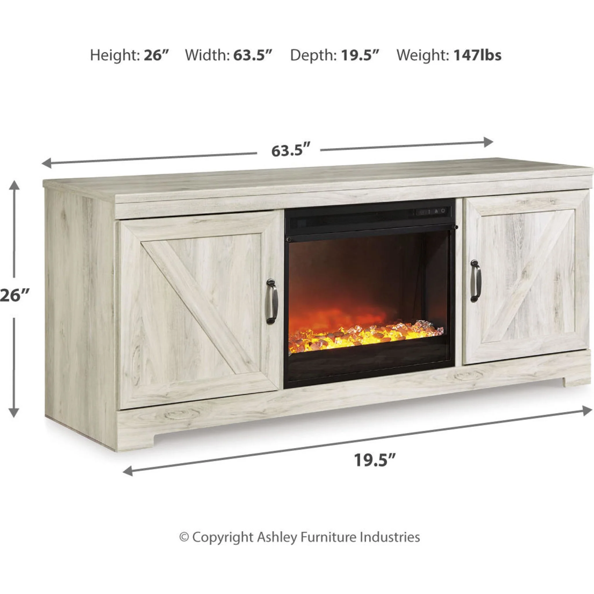 Bellaby TV Stand with Glass Stone Fireplace - Image 9