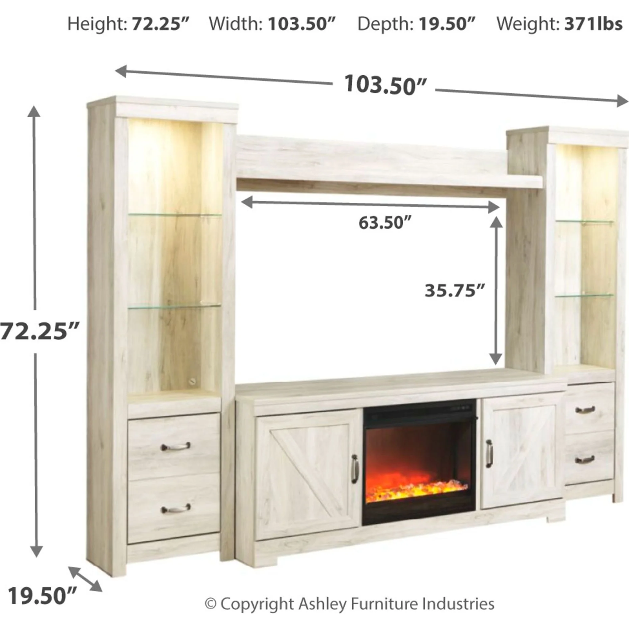 Bellaby Wall Unit with Fireplace Insert - Image 4