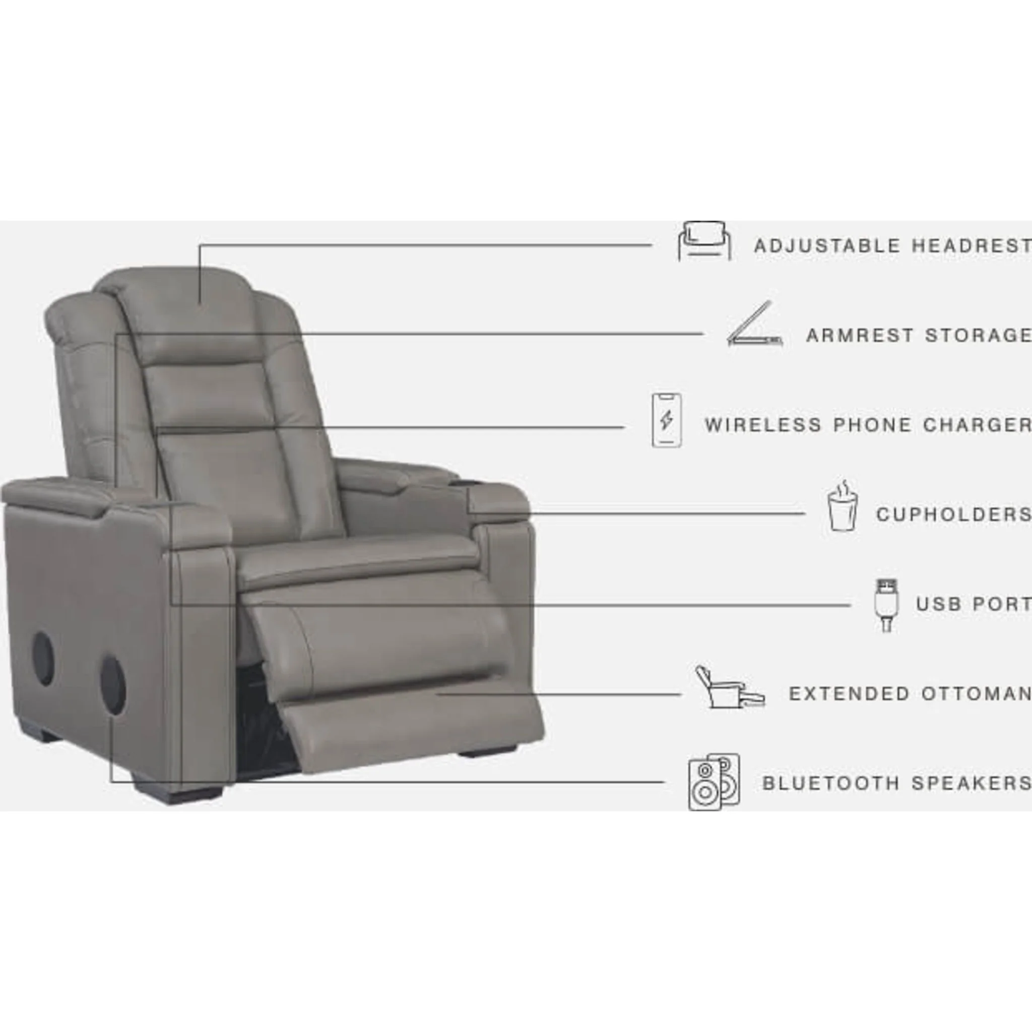 Boerna Power Recliner with Adjustable Headrest - Image 5