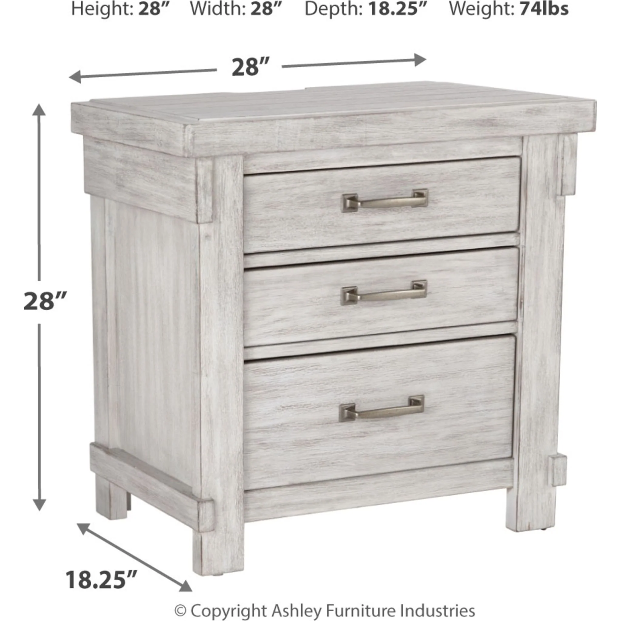 Brashland Three Drawer Nightstand - Image 4