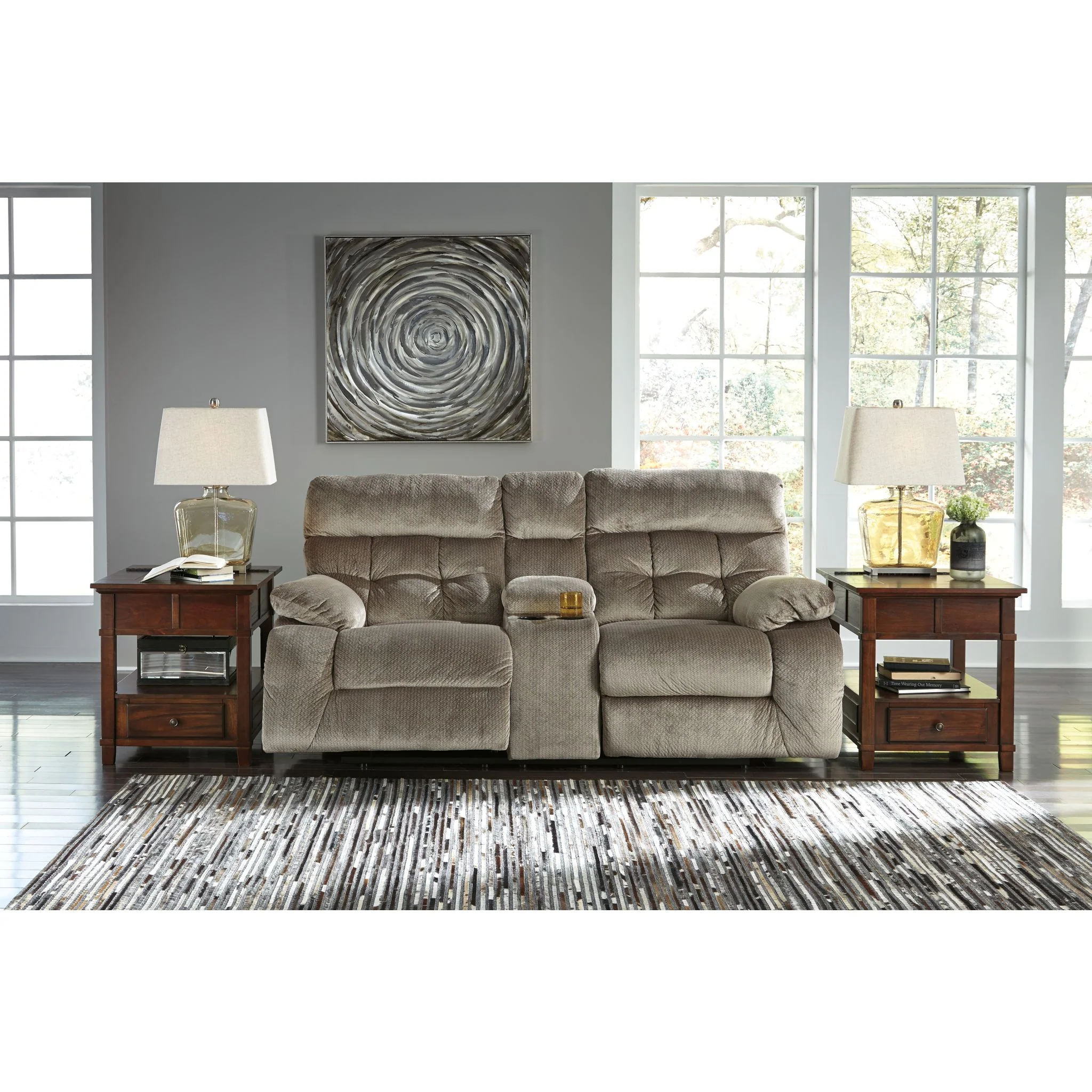 Brassville-Exclusive Reclining Loveseat with Console - Image 3