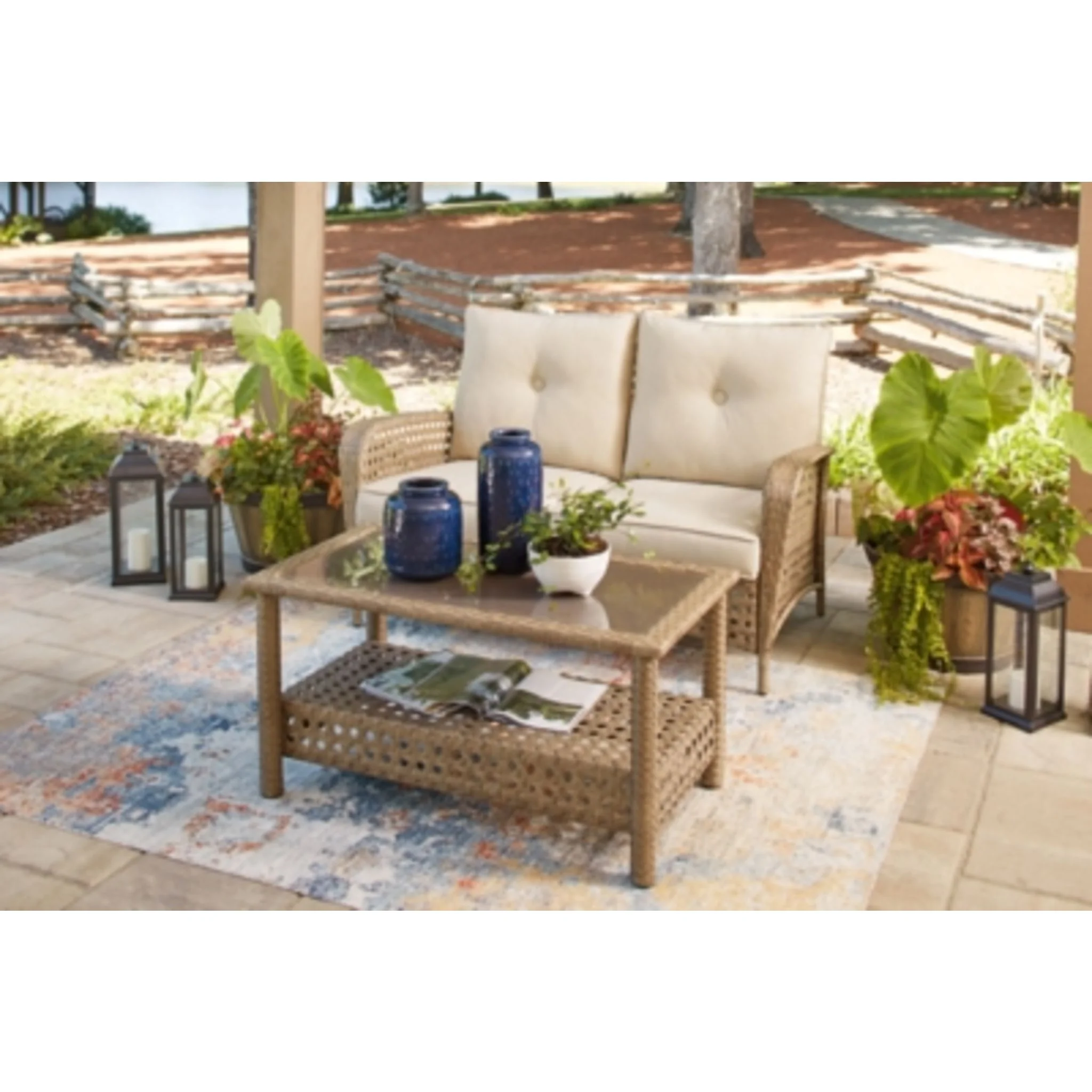Outdoor Braylee Loveseat with Table - Image 2